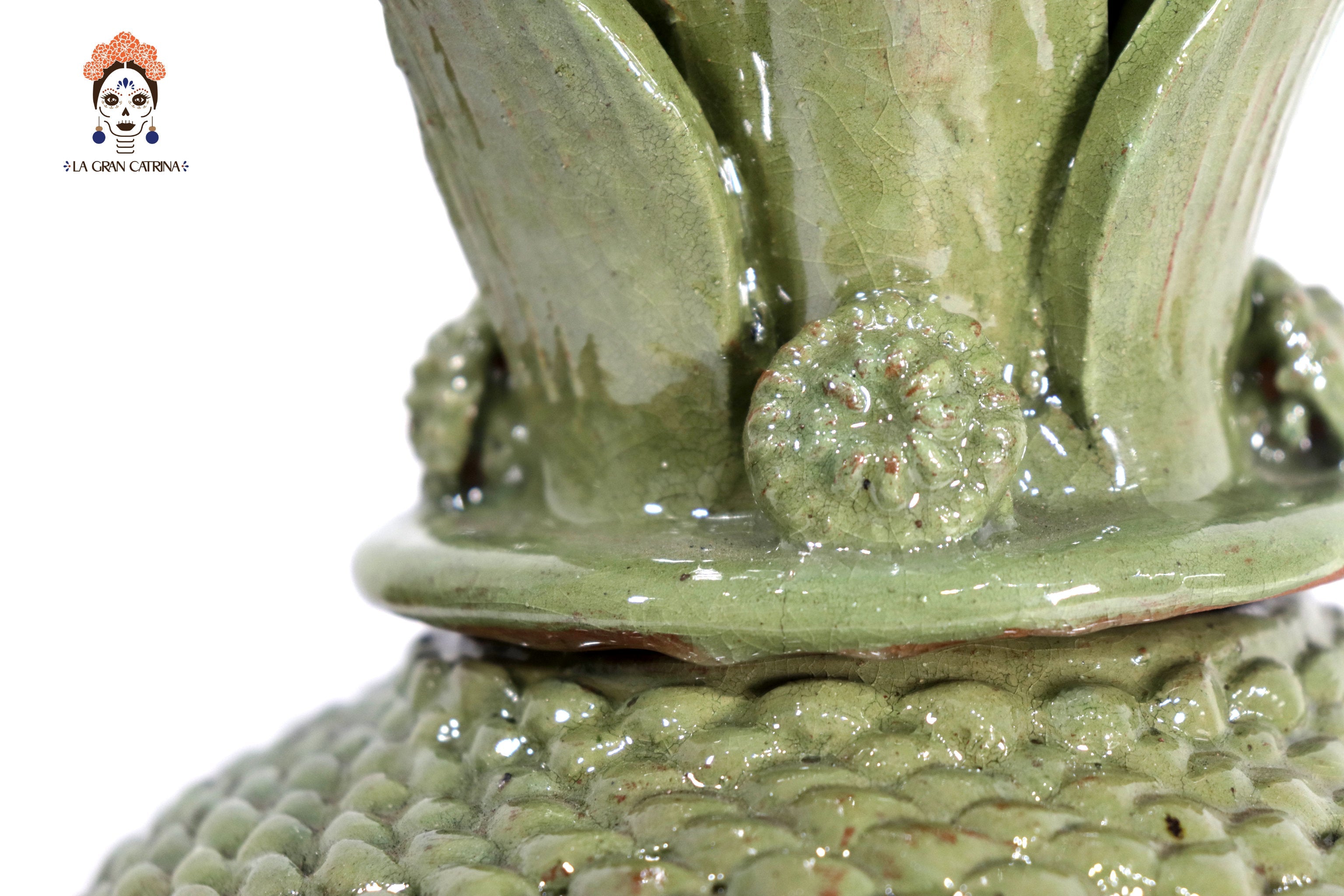 Michoacán Clay Pineapple - Light Light Green Small Dots - 13 in. - Made to Order Juan Gtz