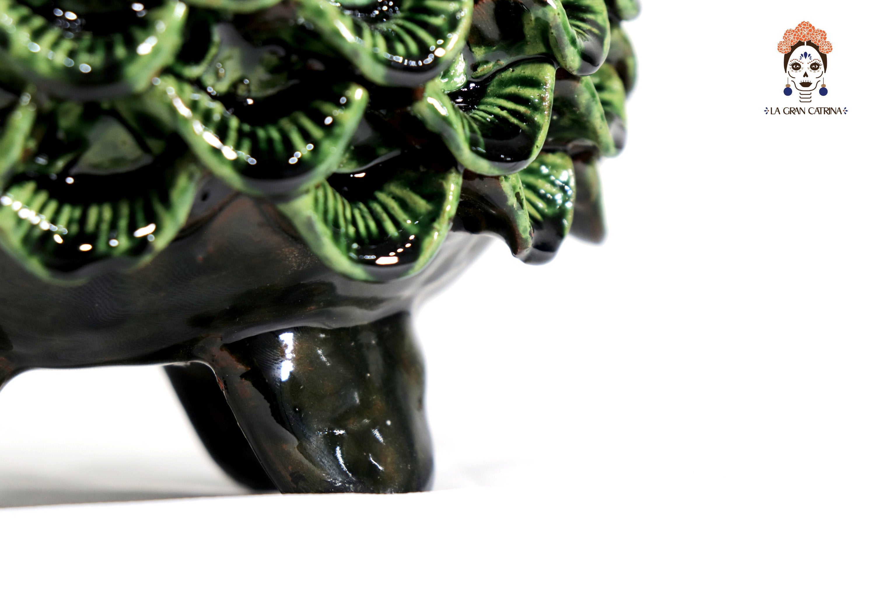 Michoacán Clay Pineapple - Green and brown small petals and flowers - 11.4 in. - Made to Order 10+ pieces Chema SJG