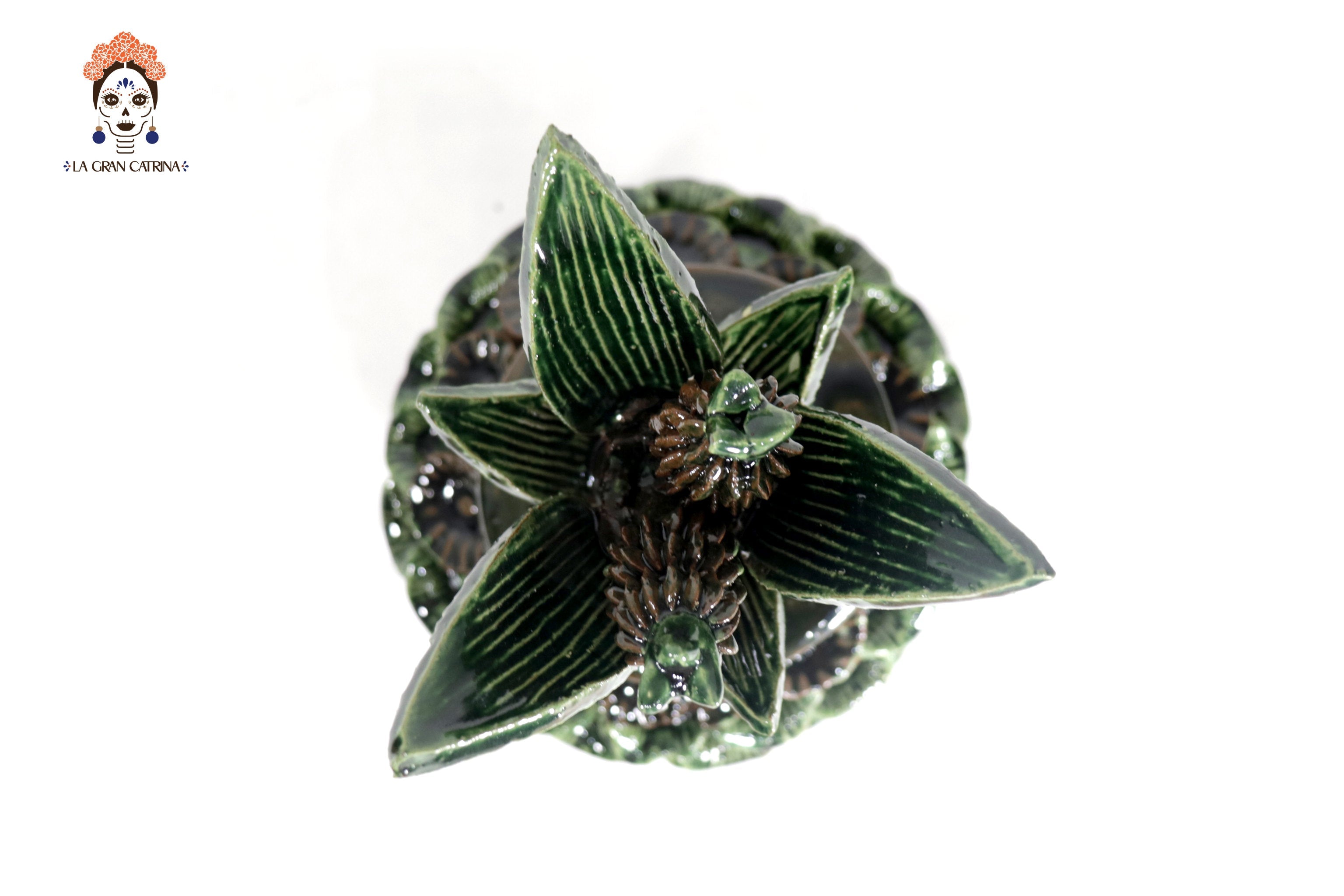 Michoacán Clay Pineapple - Green and brown small petals and flowers - 11.4 in. - Made to Order 10+ pieces Chema SJG