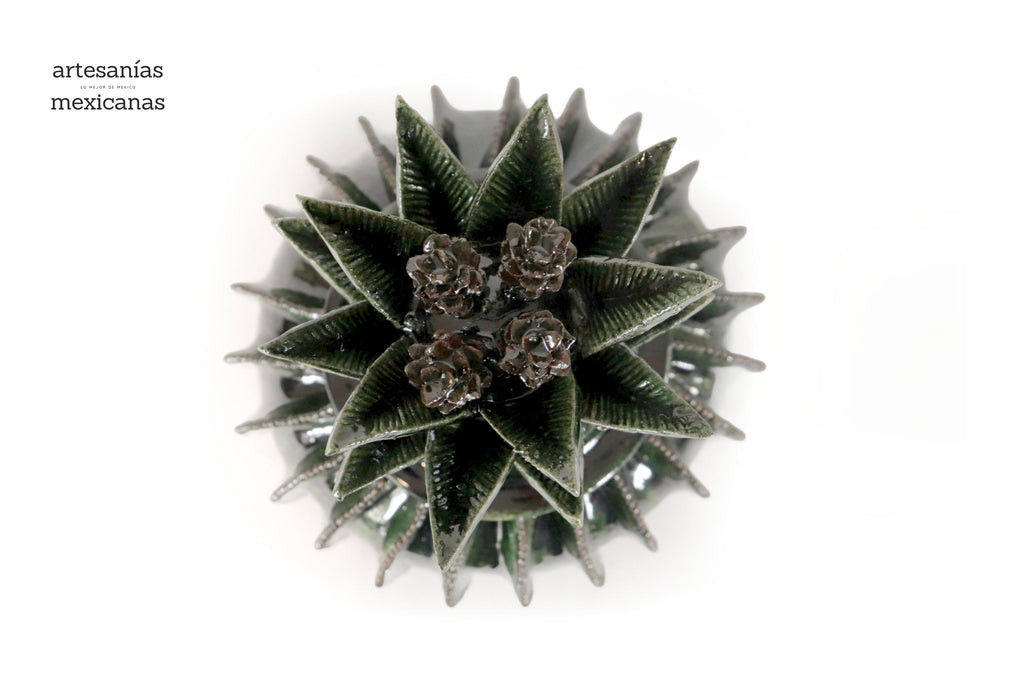 Michoacán Clay Pineapple - Green Barrel Cactus - 18 in. Juan Gtz