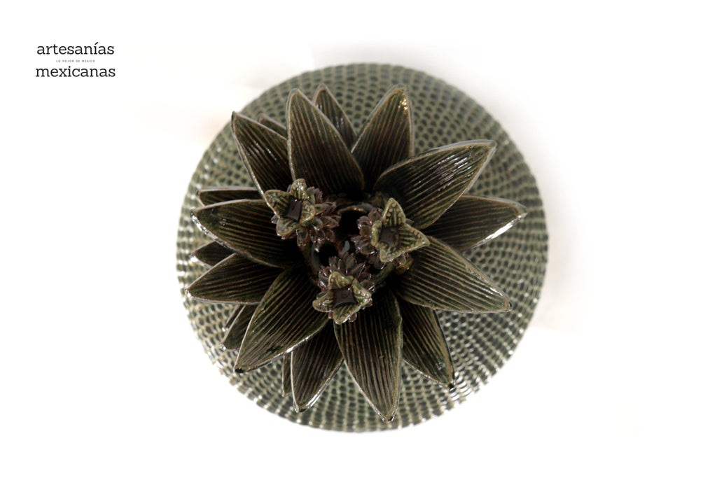 Michoacán Clay Pineapple - Saucer green - Petals finos - 24 in. - Made to Order Chema SJG