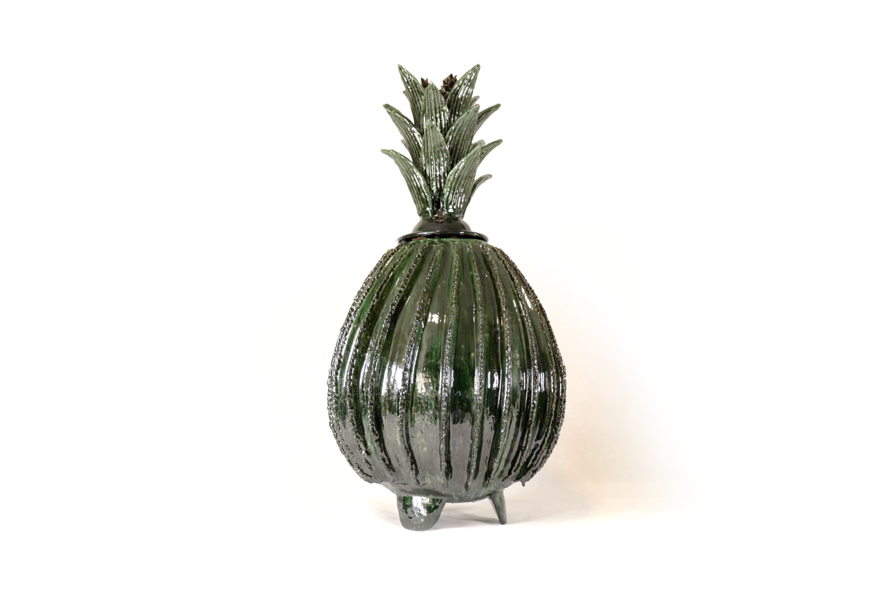 Michoacán Clay Pineapple - 26 in. - Green Barrel Cactus Juan Gtz