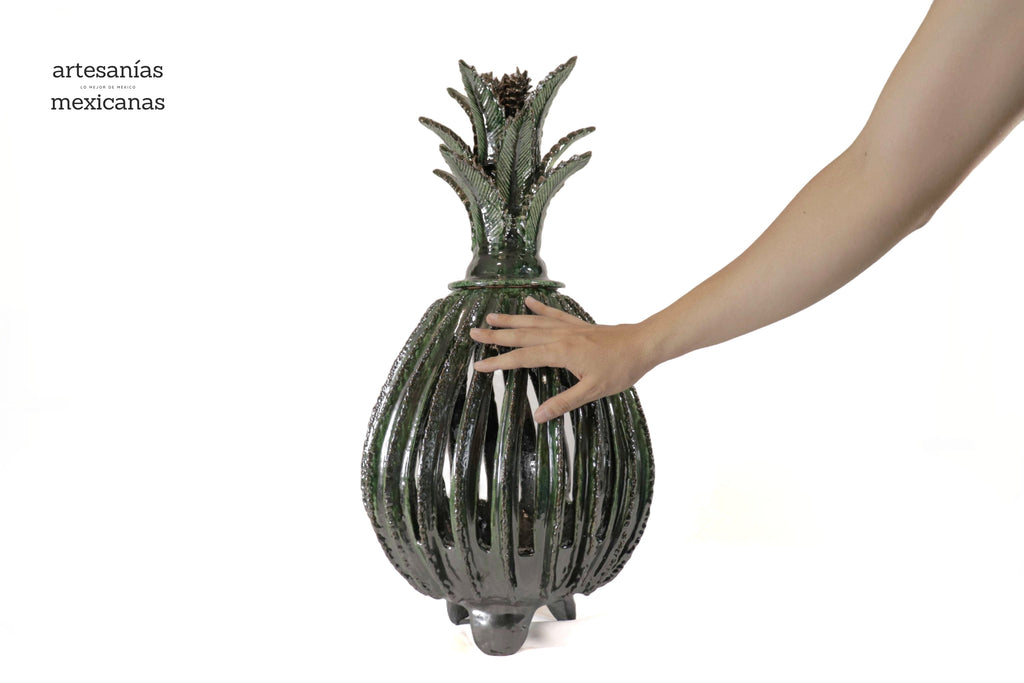 Michoacán Clay Pineapple - Green Barrel Cactus - 26.3 in. Juan Gtz