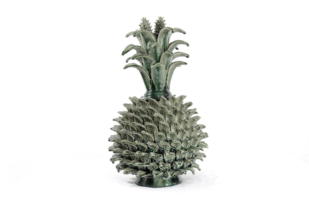 Green Pineapple with Leaves of curved lid - 20 in. Juan Gtz