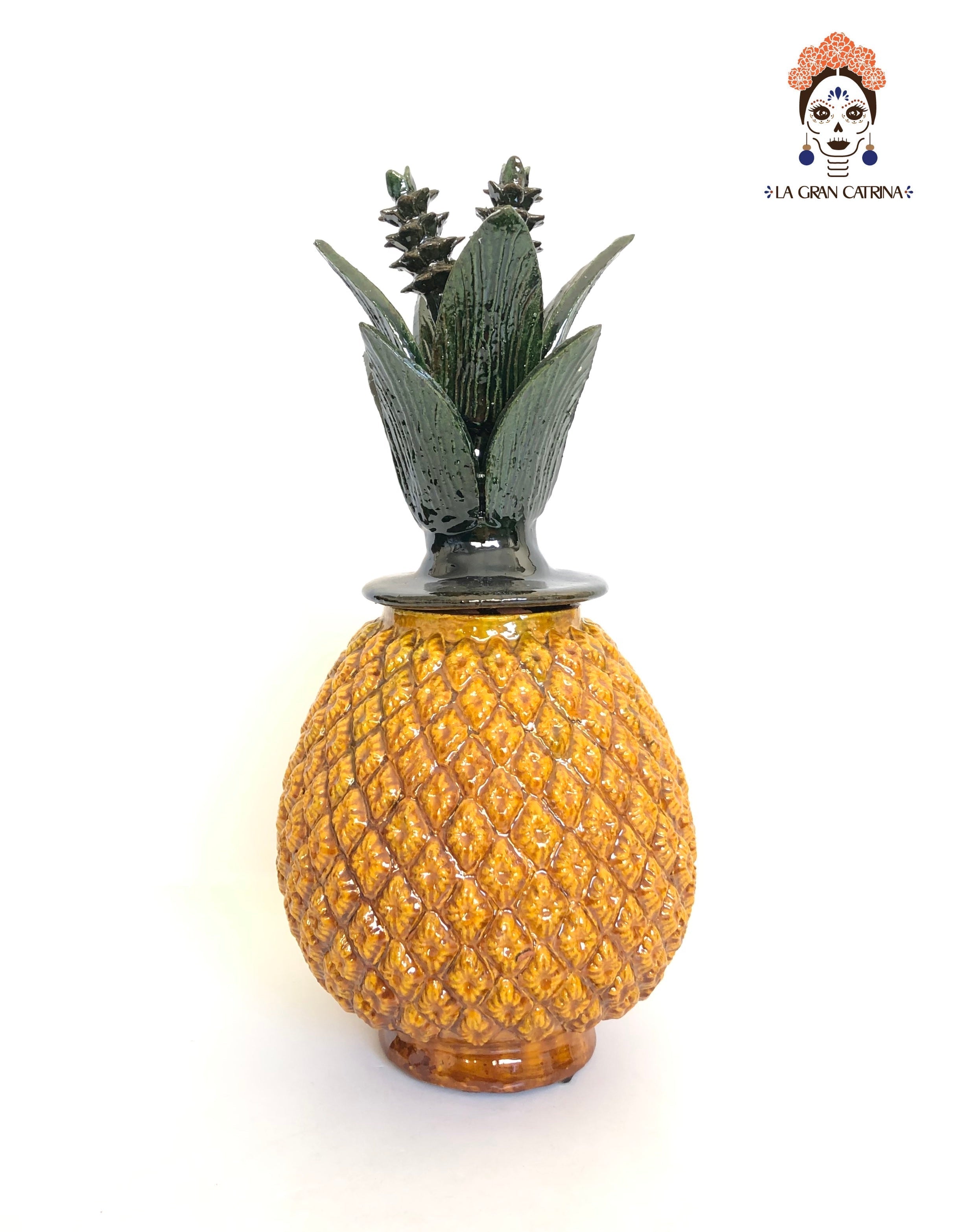 Michoacán Clay Pineapple - Yellow and Green - 16 in. Juan Gtz