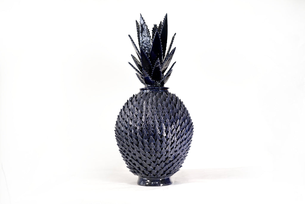 Michoacán Clay Pineapple with Leaves - 27.5 in. - Blue Juan Gtz