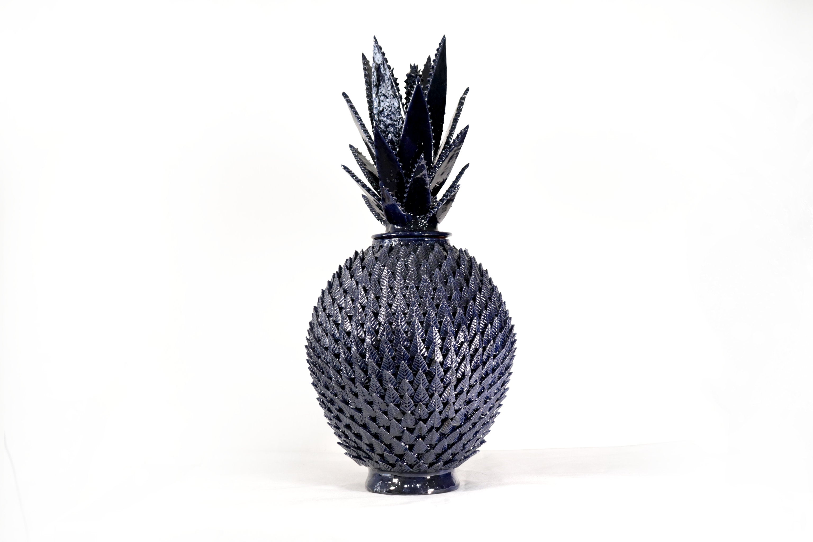 Michoacán Clay Pineapple with Leaves - 27.5 in. - Blue Juan Gtz