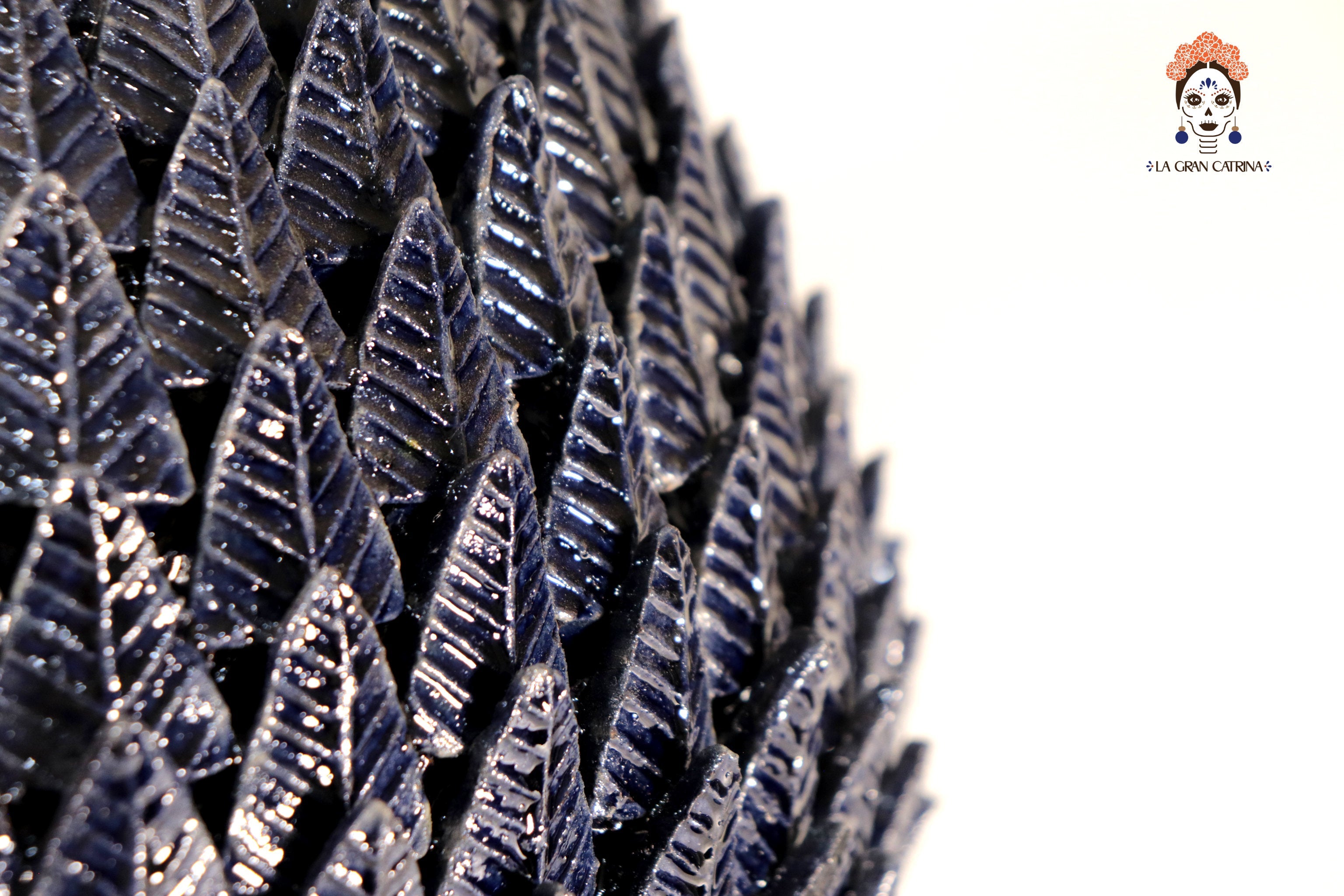 Michoacán Clay Pineapple with Leaves - 27.5 in. - Blue Juan Gtz