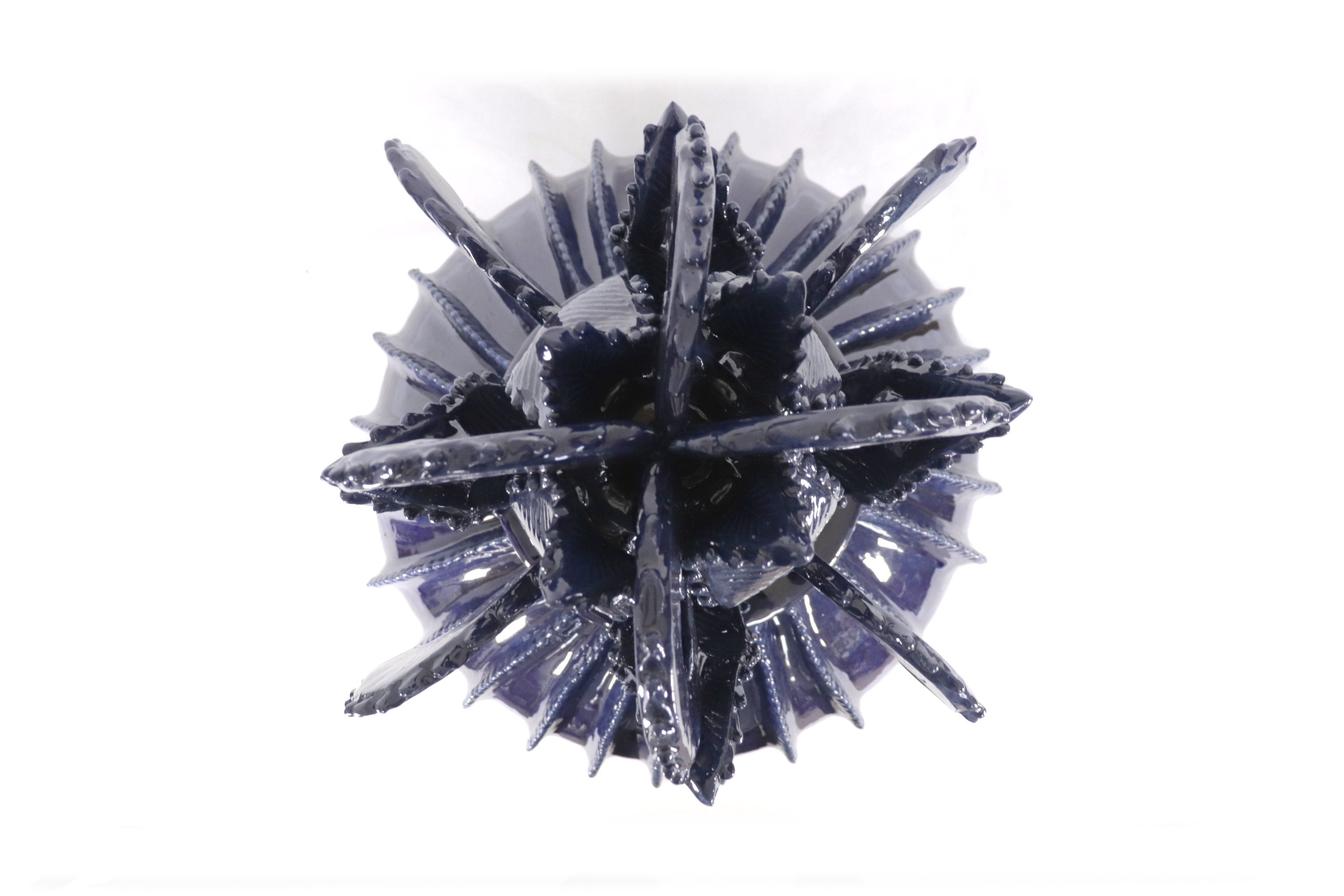 Michoacán Clay Pineapple - Fine Piece with Cross Lid - 23 in. - Blue Juan Gtz