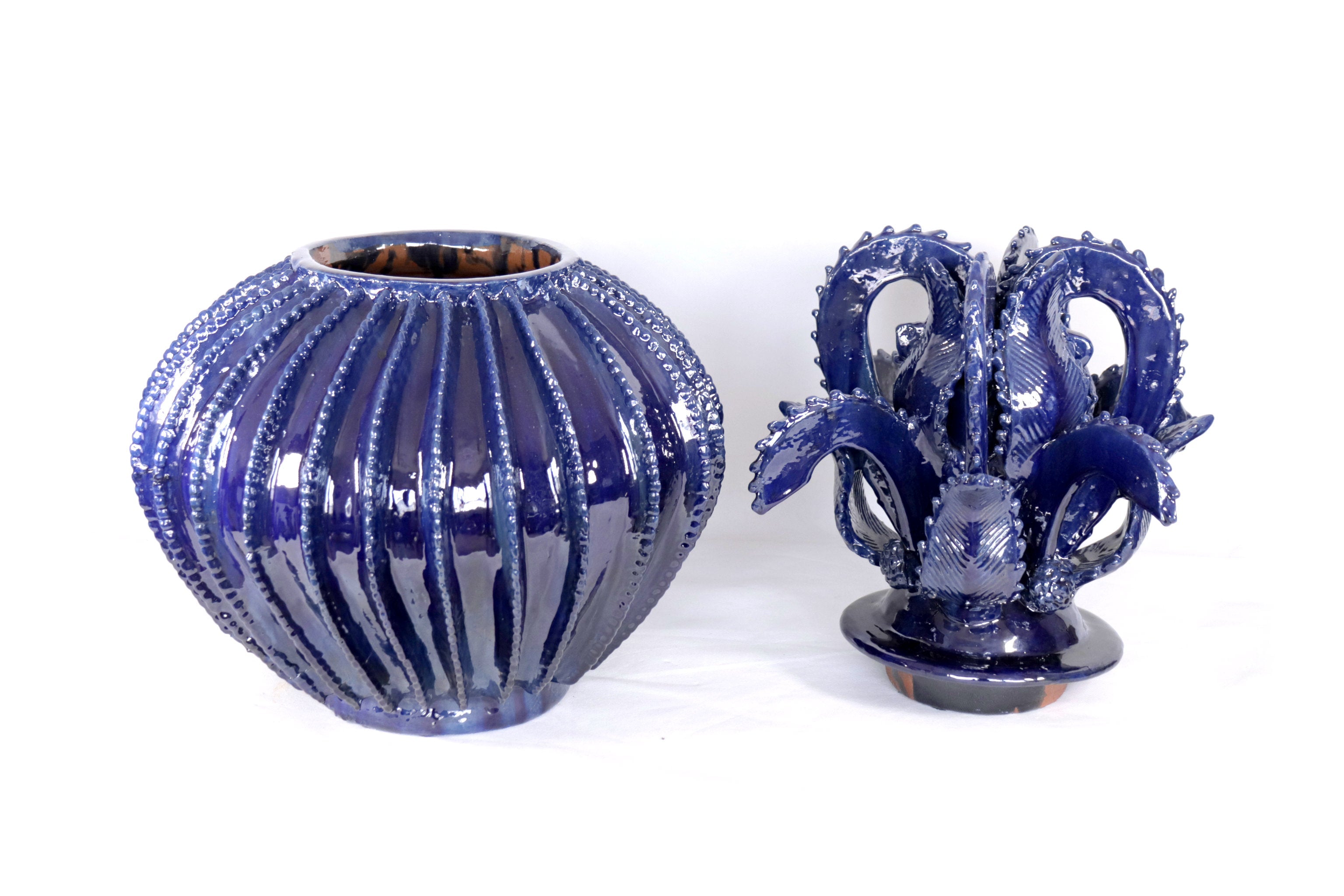 Michoacán Clay Pineapple - Fine Piece with Cross Lid - 23 in. - Blue Juan Gtz