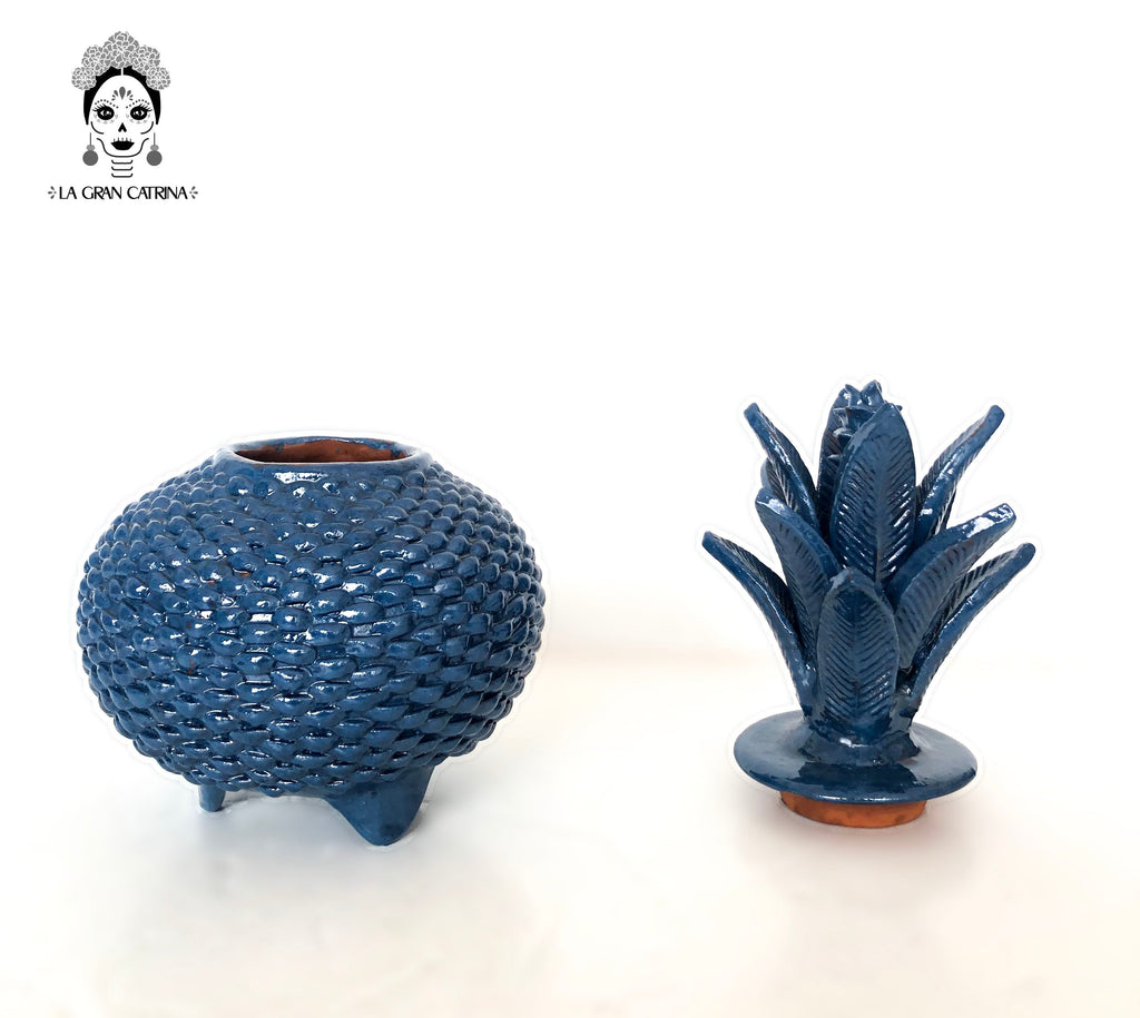 Michoacán Clay Pineapple - Blue of ladrillo - 13 in. - Made to Order Juan Gtz