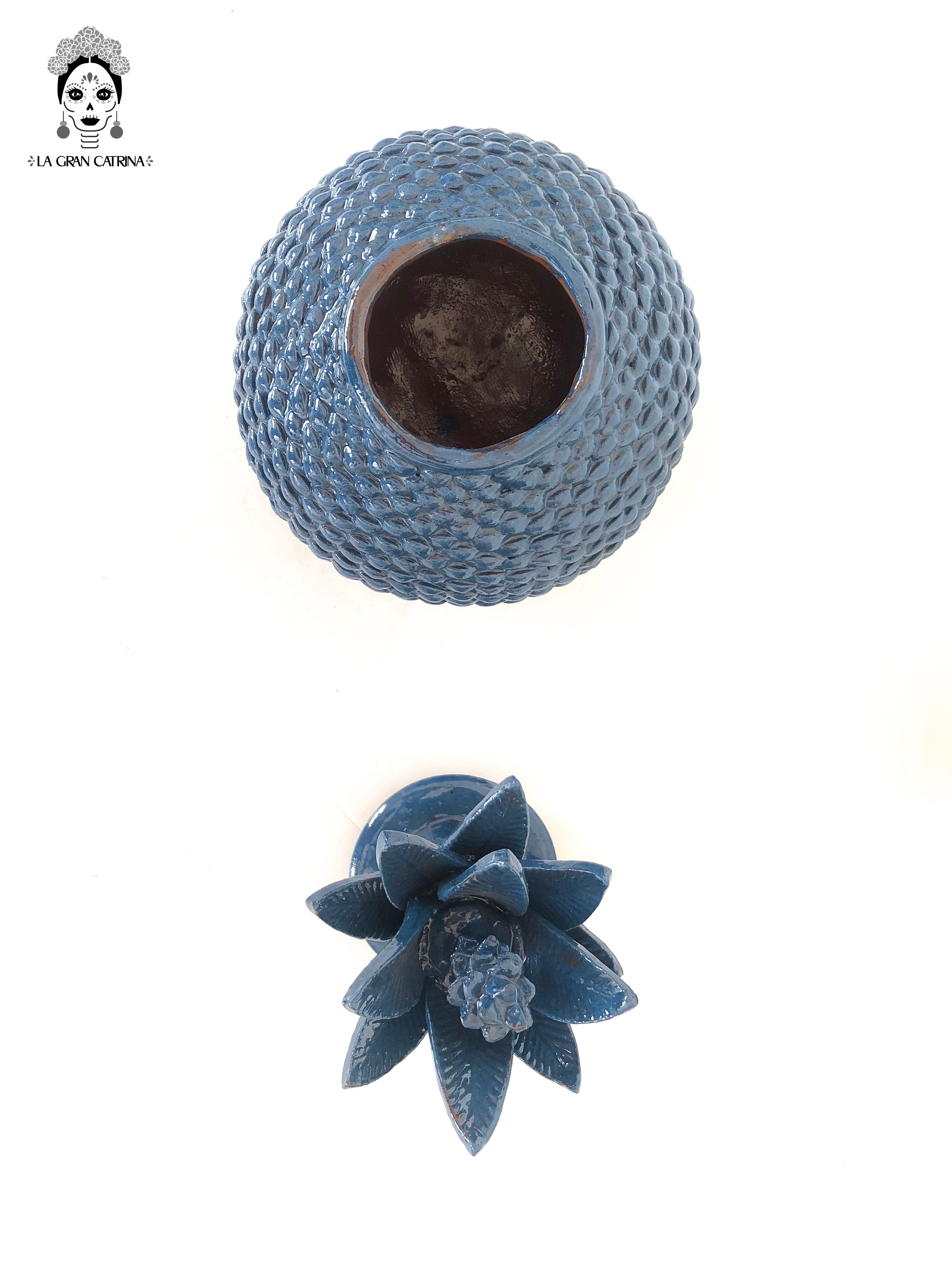 Michoacán Clay Pineapple - Blue of ladrillo - 13 in. - Made to Order Juan Gtz