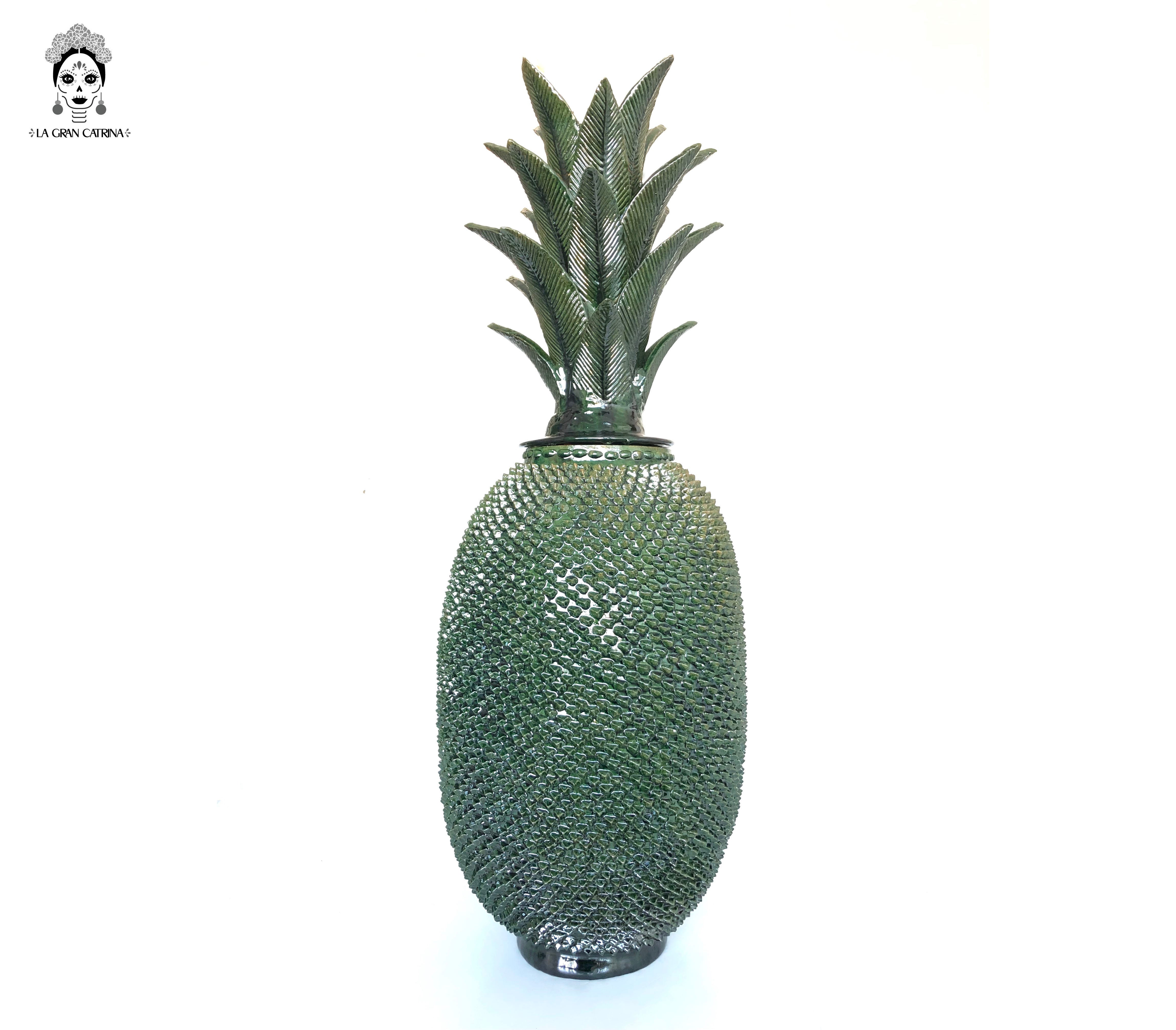 Michoacán Clay Pineapple - Green Spikes - 35 in. - in. Production Juan Gtz