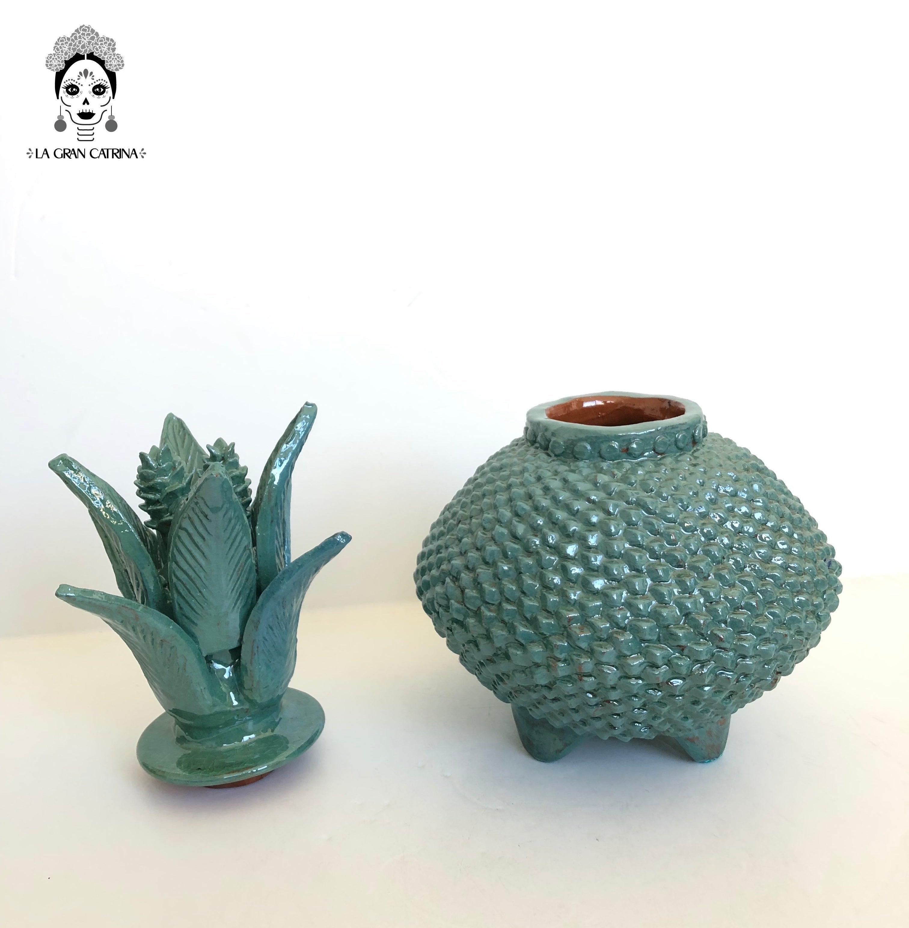 Michoacán Clay Pineapple - Saucer Turquoise - 13 in. - Made to Order Juan Gtz