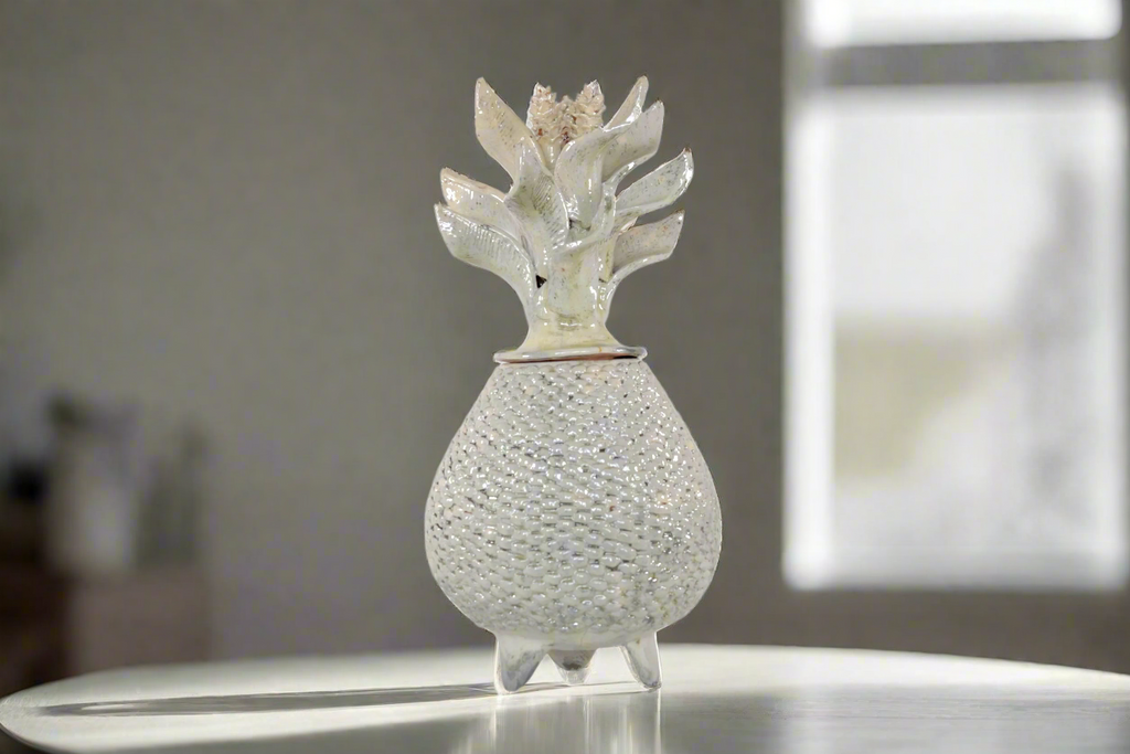 Beige Pineapple of tejido with Wavy Lid - 20 in. - Made to Order Juan Gtz