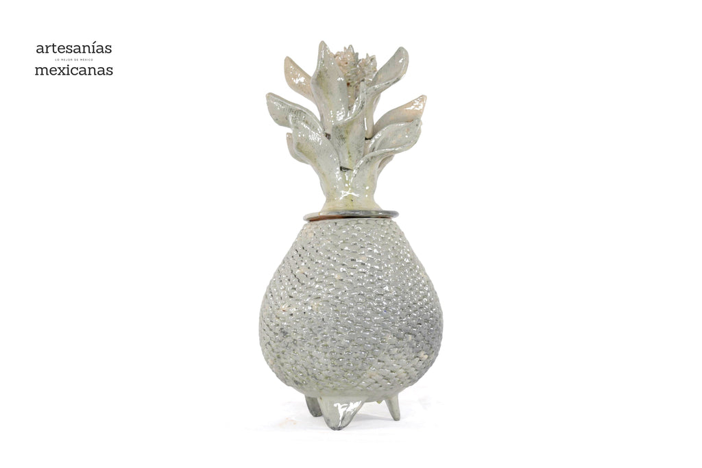 Beige Pineapple of tejido with Wavy Lid - 20 in. - Made to Order Juan Gtz