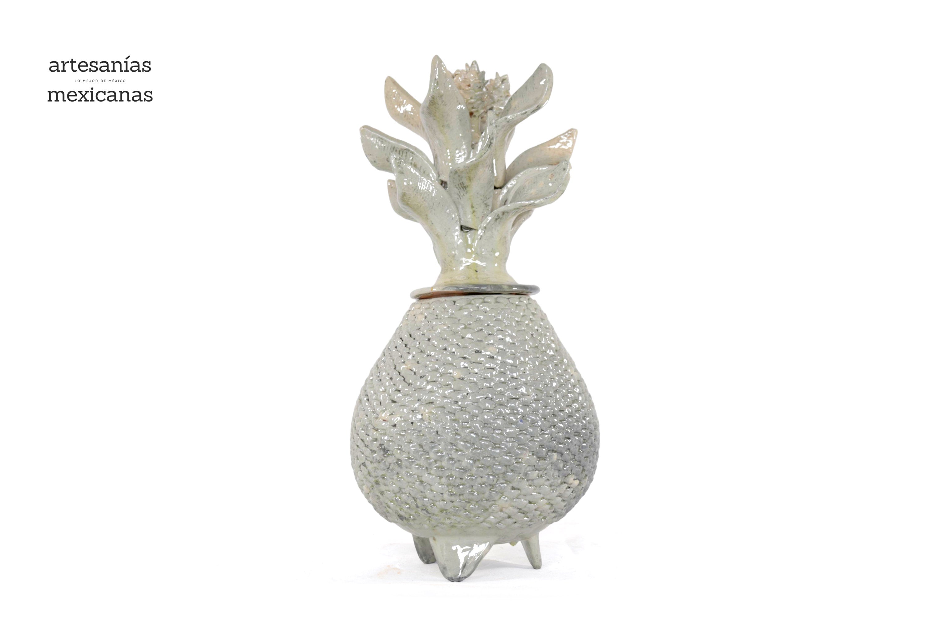 Beige Pineapple of tejido with Wavy Lid - 20 in. - Made to Order Juan Gtz