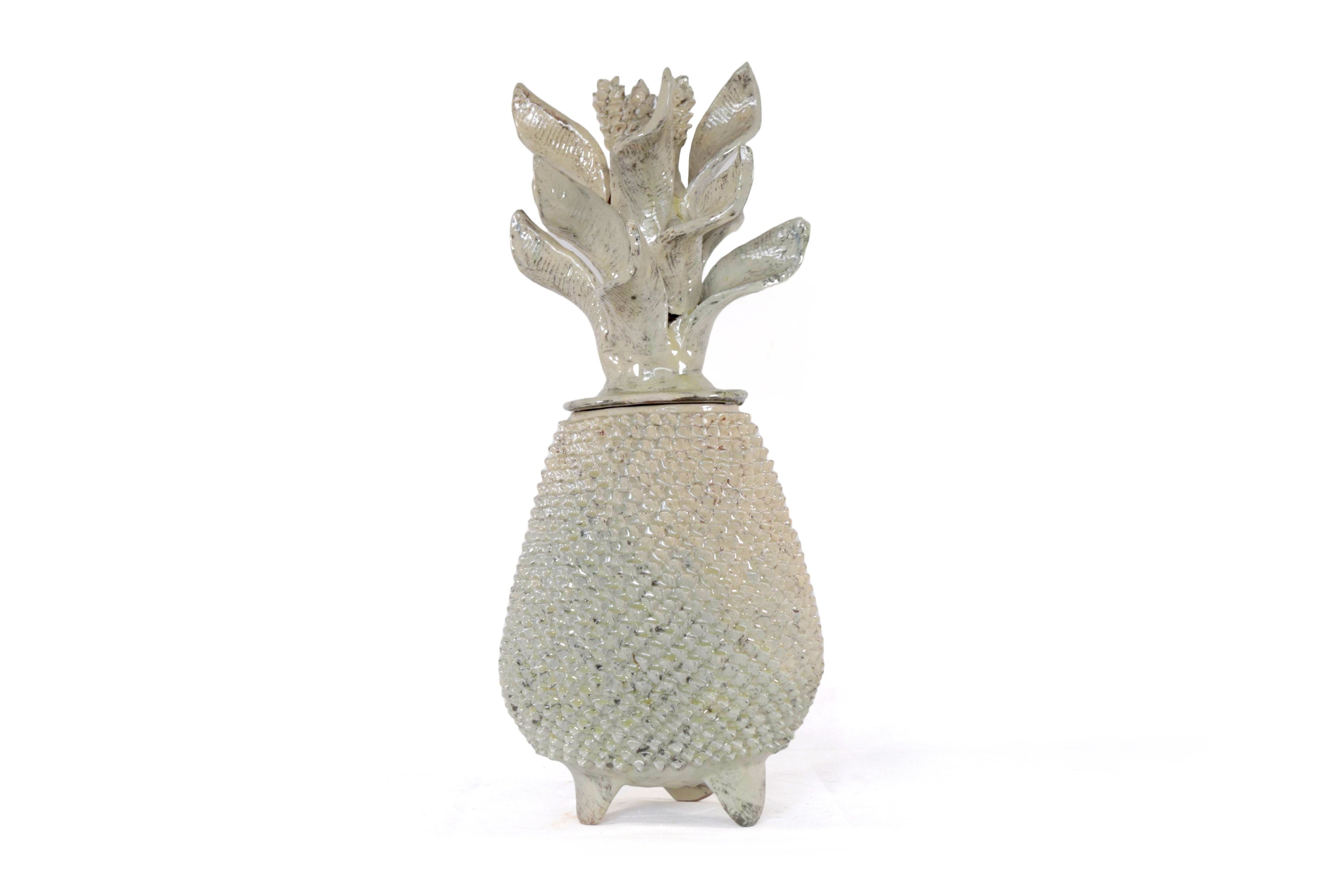 Beige Pineapple with Spikes with Wavy Lid - 20 in. - Made to Order Juan Gtz