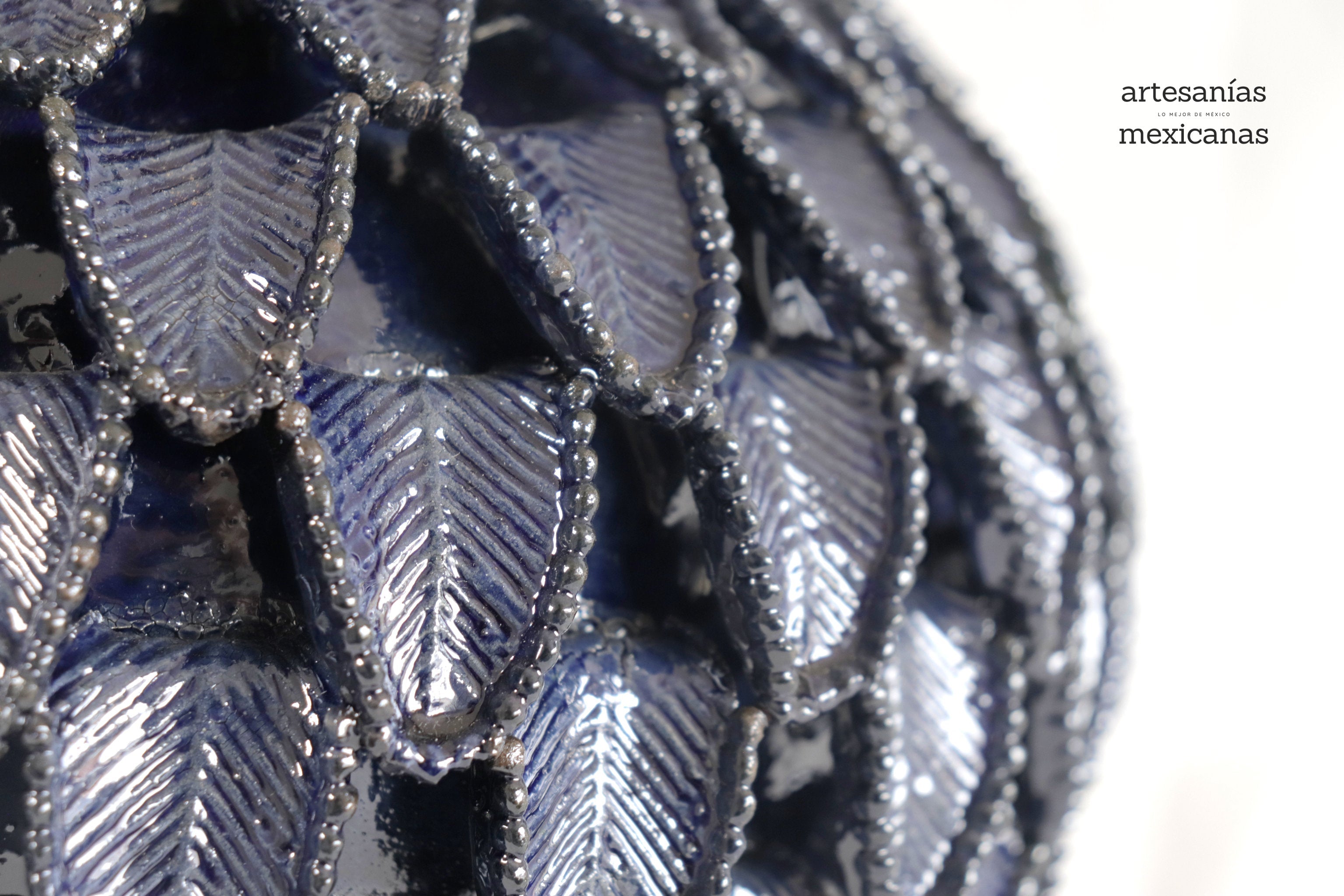 Michoacán Clay Pineapple - Blue - 16 in. Viejitos SJG