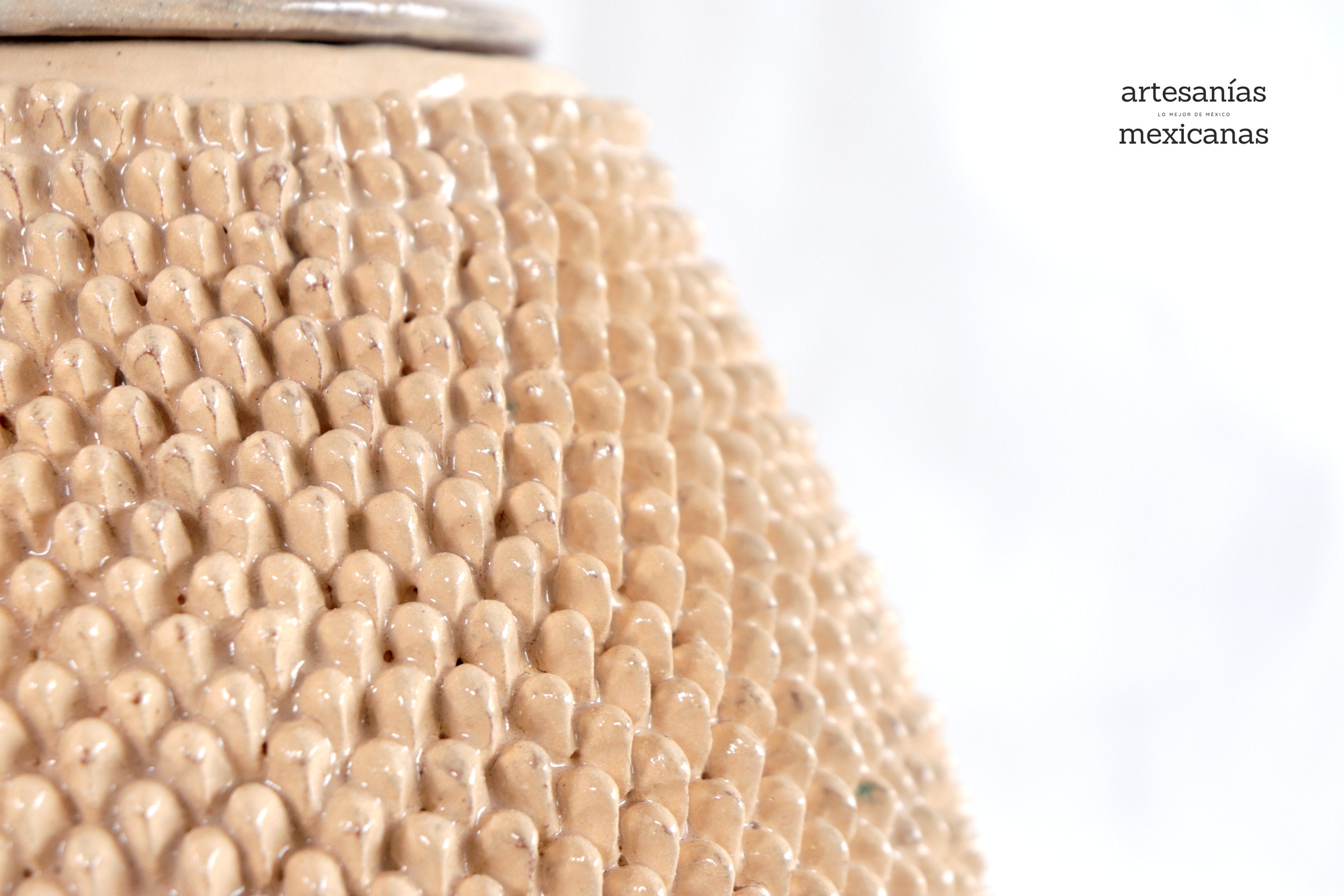 Michoacán Clay Pineapple - Beige with spikes - 19 in. - in. Production Juan Gtz