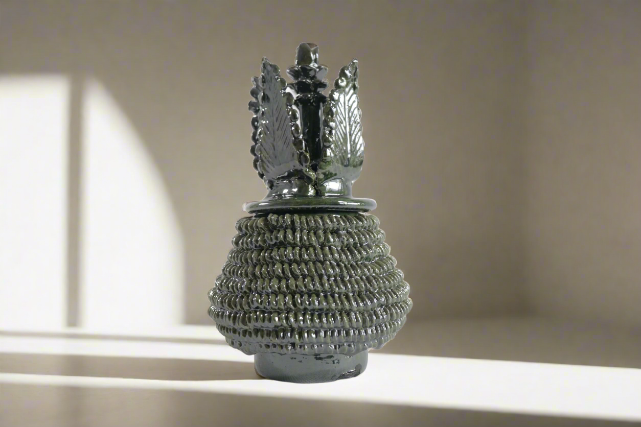 Green Pineapple of dotted glazed clay - 7 in. - Made to Order Viejitos SJG