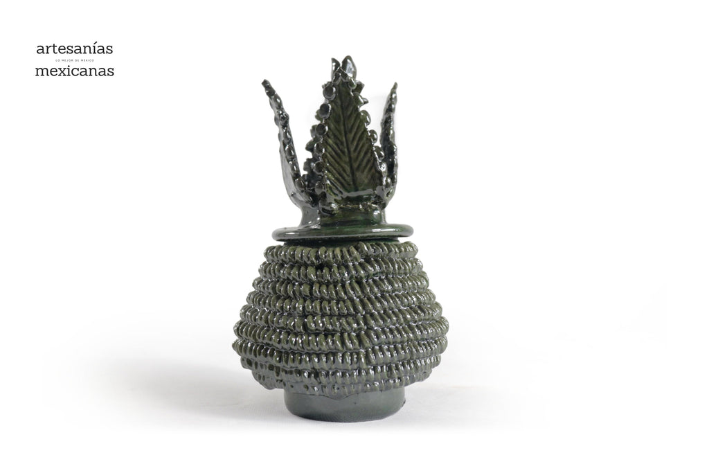 Green Pineapple of dotted glazed clay - 7 in. - Made to Order Viejitos SJG