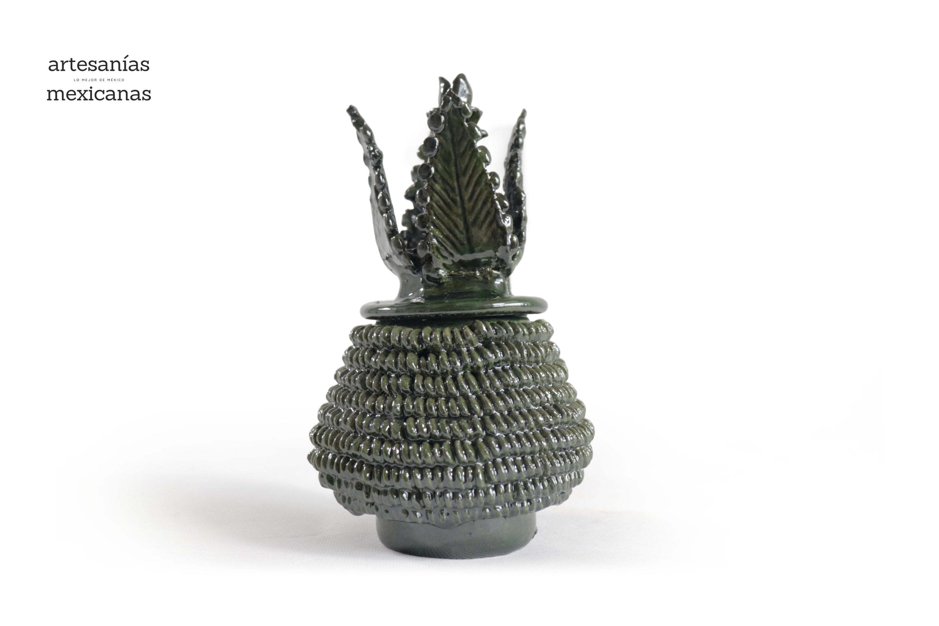 Green Pineapple of dotted glazed clay - 7 in. - Made to Order Viejitos SJG