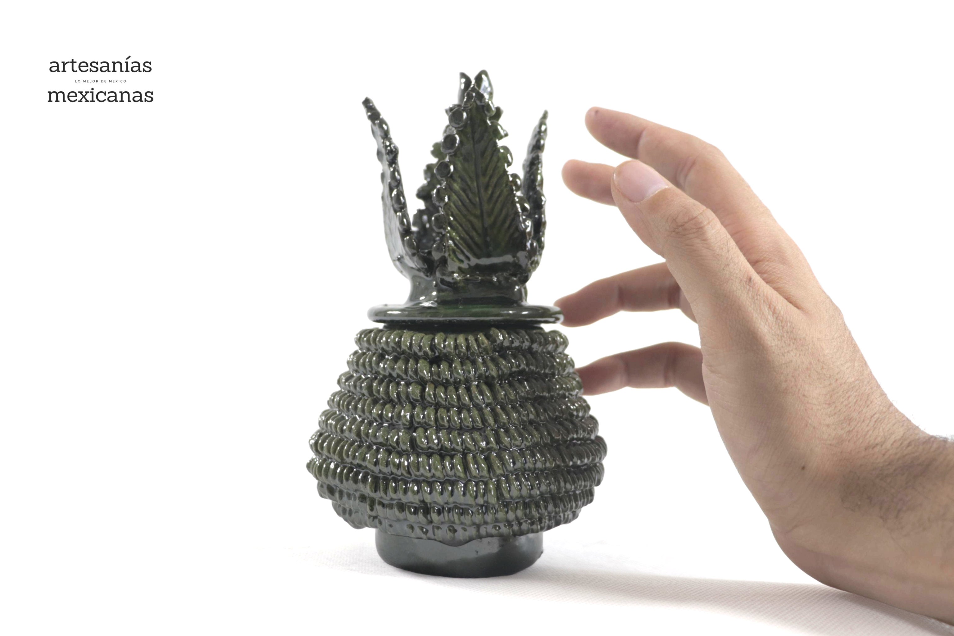 Green Pineapple of dotted glazed clay - 7 in. - Made to Order Viejitos SJG