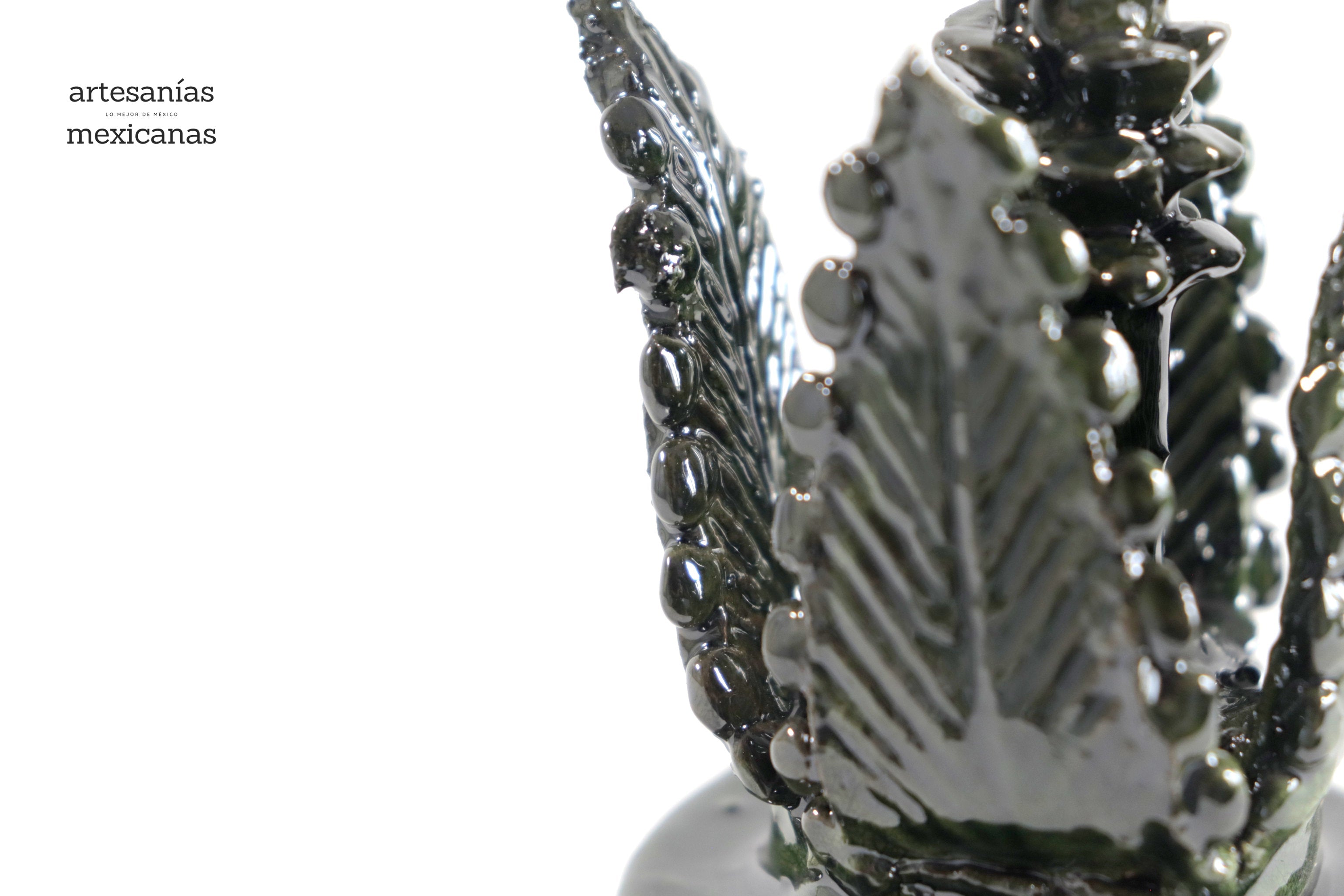 Green Pineapple of dotted glazed clay - 7 in. - Made to Order Viejitos SJG
