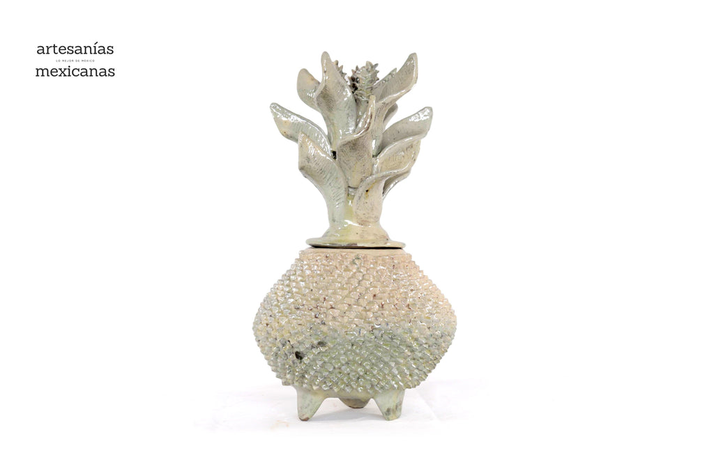 Pineapple of platillo with Spikes beige with Wavy Lid - 16 in. - Made to Order Juan Gtz