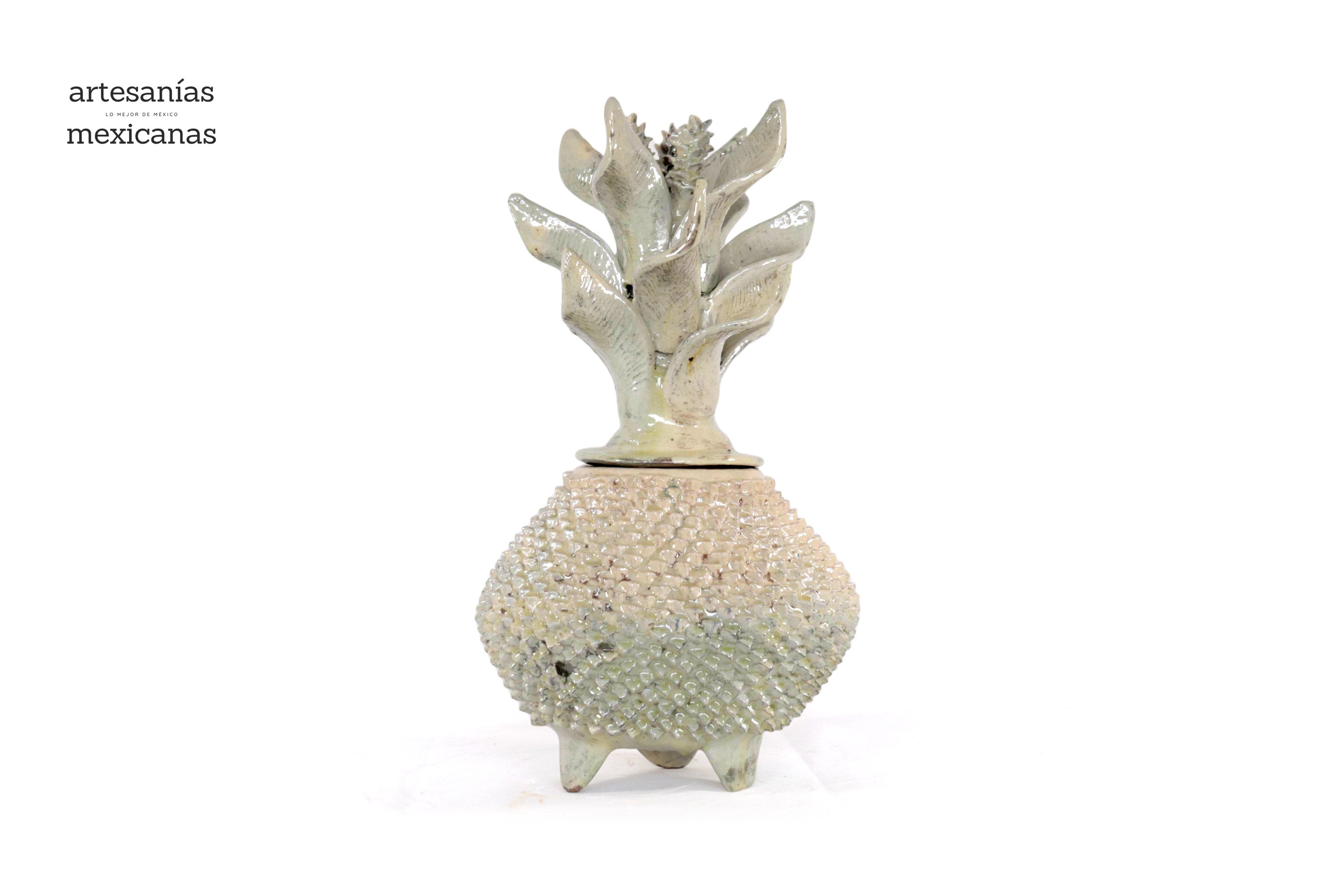 Pineapple of platillo with Spikes beige with Wavy Lid - 16 in. - Made to Order Juan Gtz