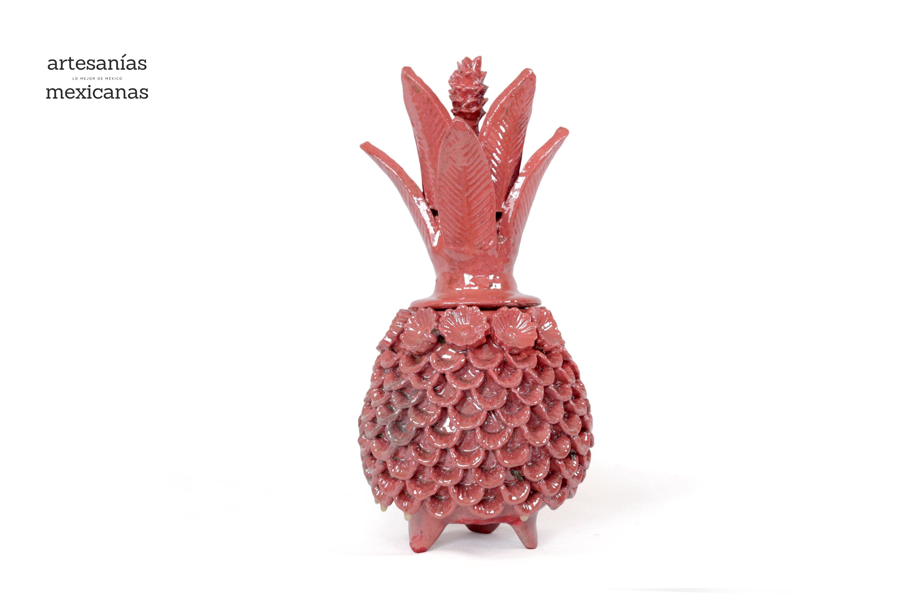 Pineapple with Petals roja Glazed Clay - 11.4 in. Juan Gtz