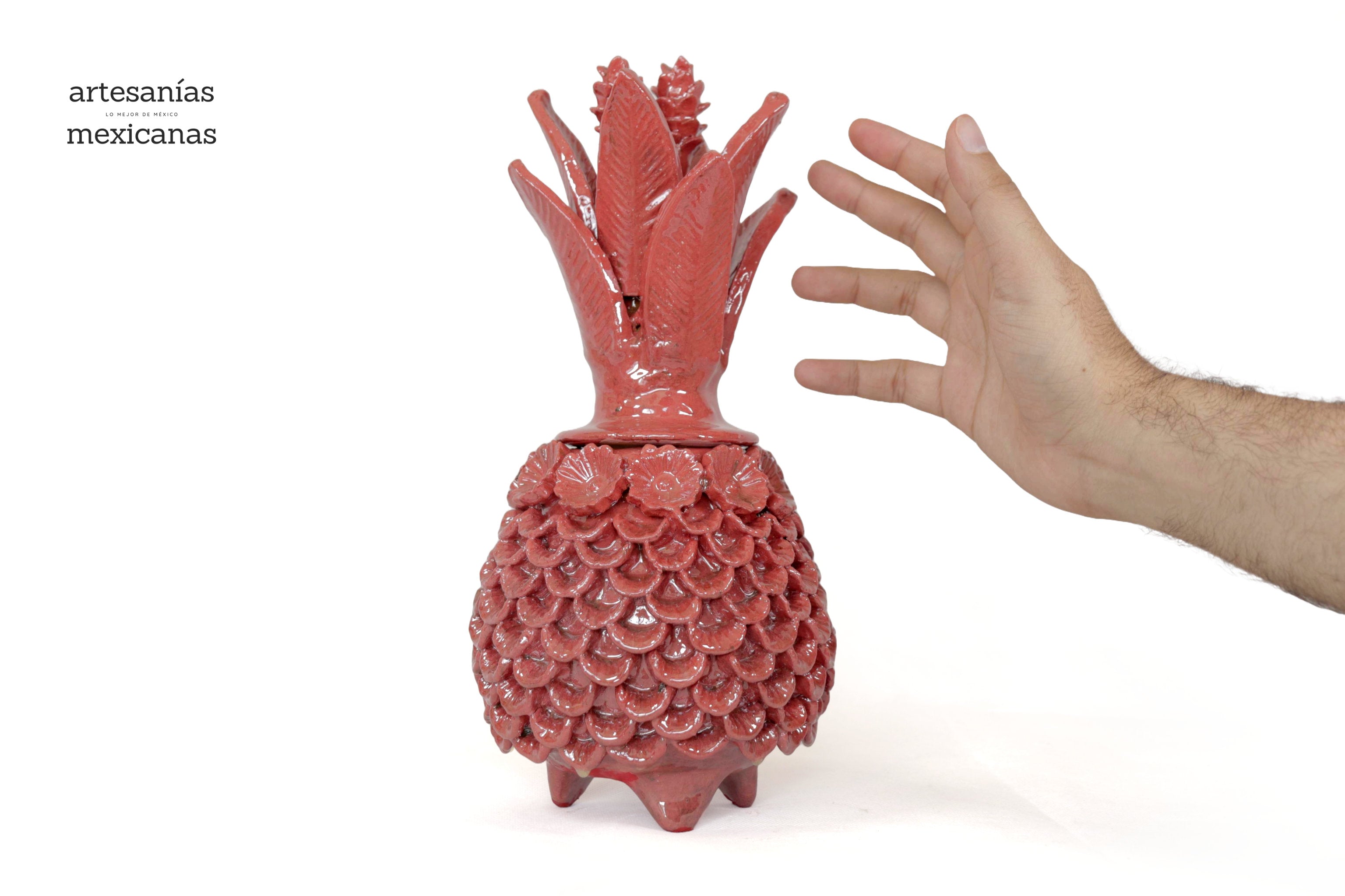 Pineapple with Petals roja Glazed Clay - 11.4 in. Juan Gtz