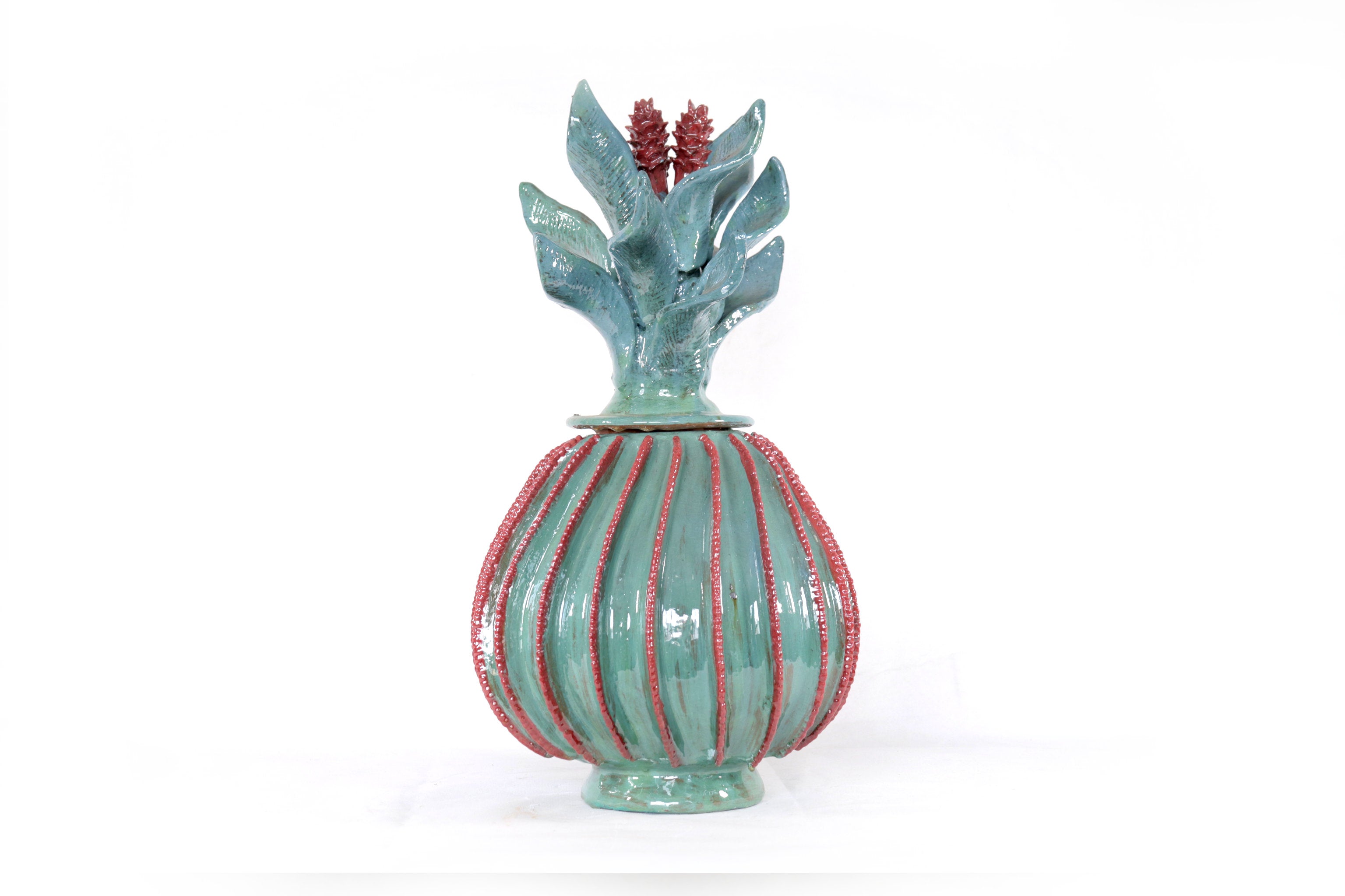 Barrel Cactus Pineapple-inspired with Wavy Lid - 18.8 in. - Made to Order Juan Gtz