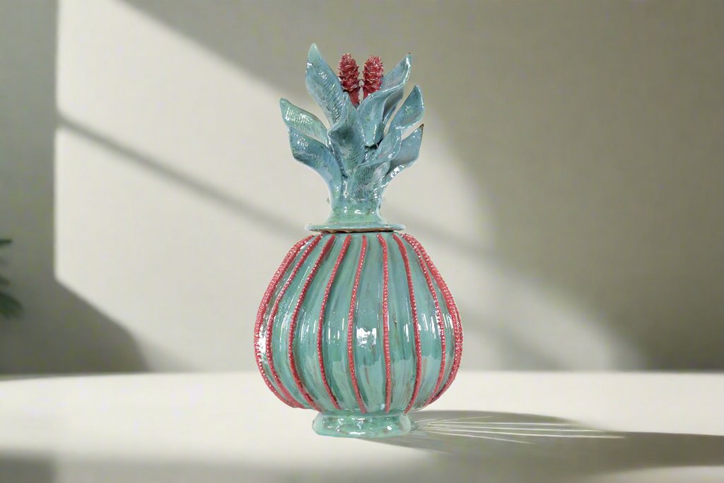 Barrel Cactus Pineapple-inspired with Wavy Lid - 18.8 in. - Made to Order Juan Gtz
