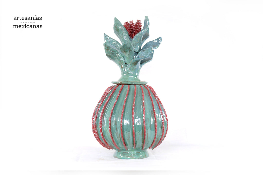 Barrel Cactus Pineapple-inspired with Wavy Lid - 18.8 in. - Made to Order Juan Gtz