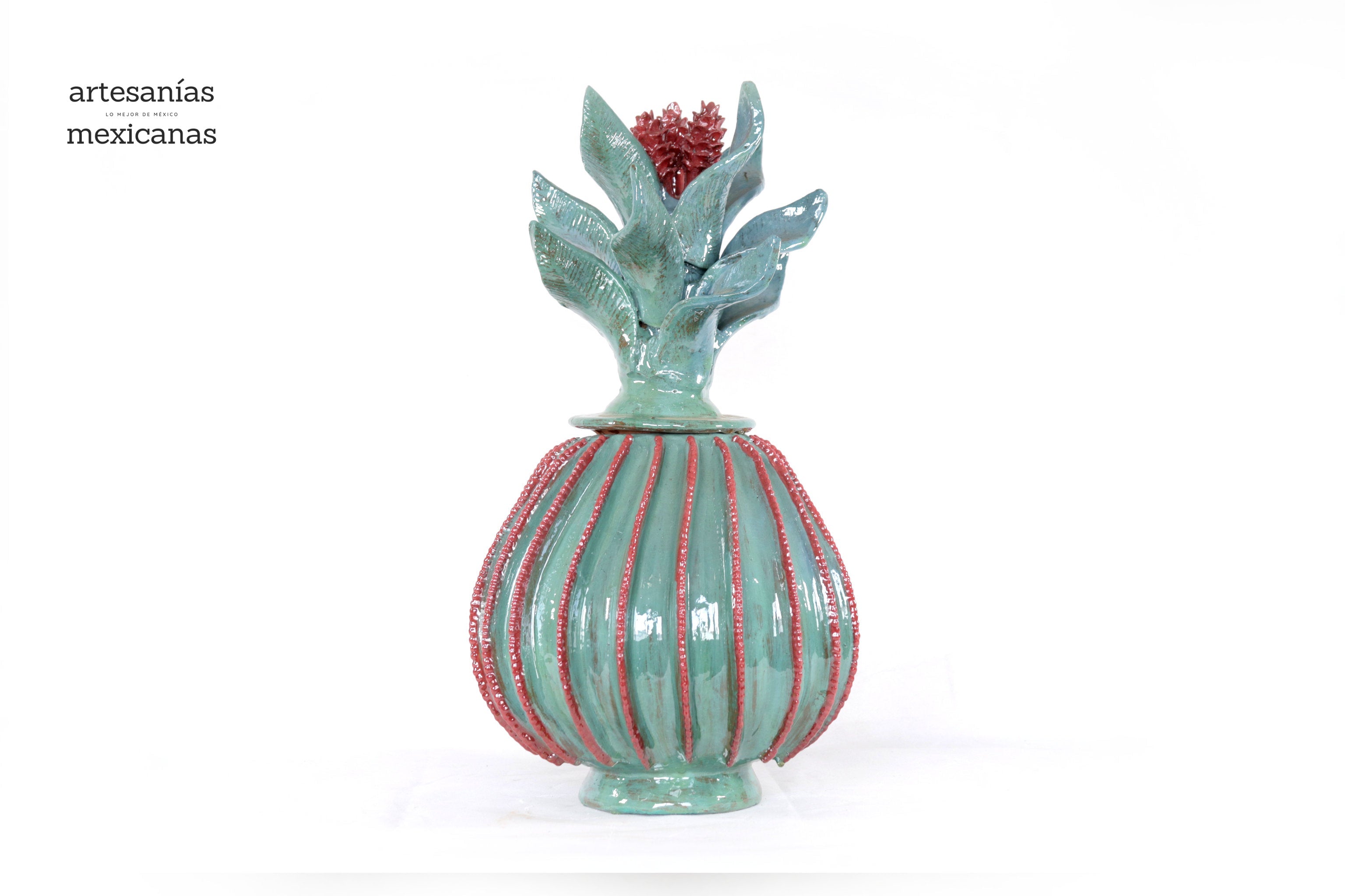 Barrel Cactus Pineapple-inspired with Wavy Lid - 18.8 in. - Made to Order Juan Gtz
