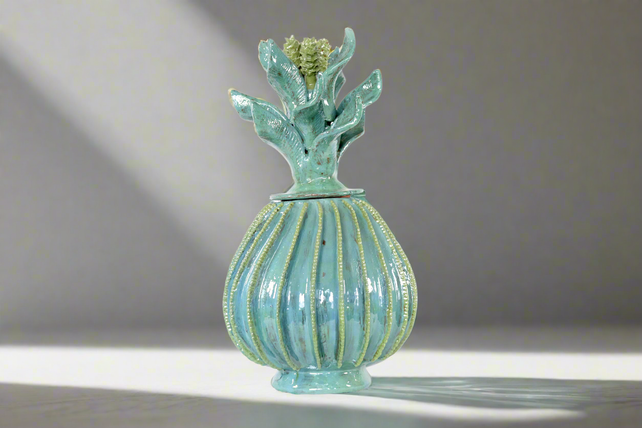Barrel Cactus Pineapple turquoise with Olive - 18.8 in. - Made to Order Juan Gtz