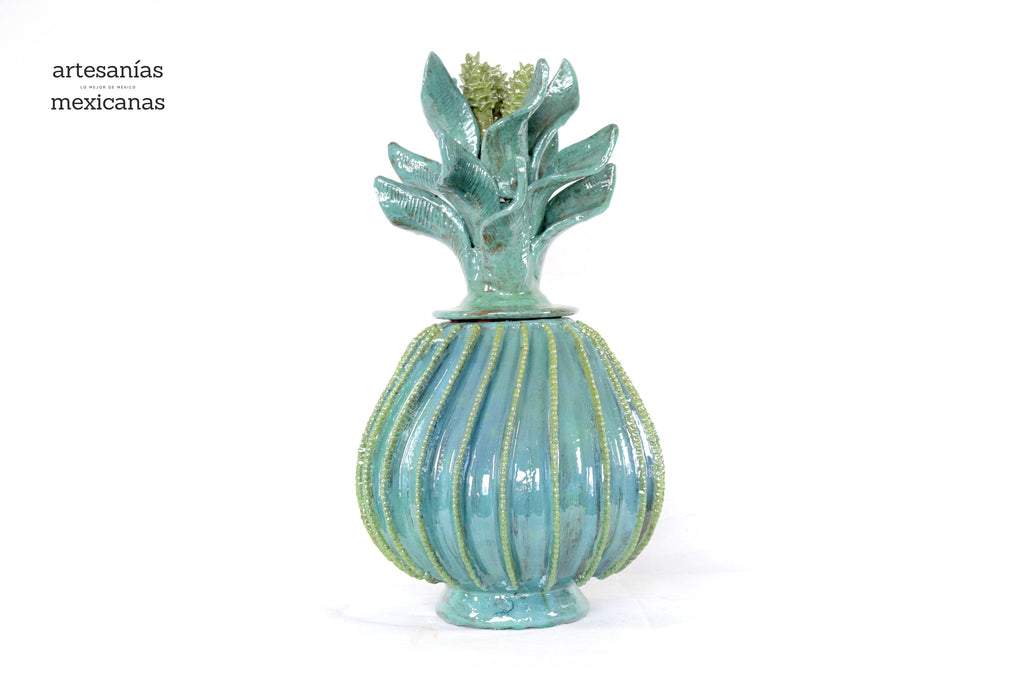 Barrel Cactus Pineapple turquoise with Olive - 18.8 in. - Made to Order Juan Gtz