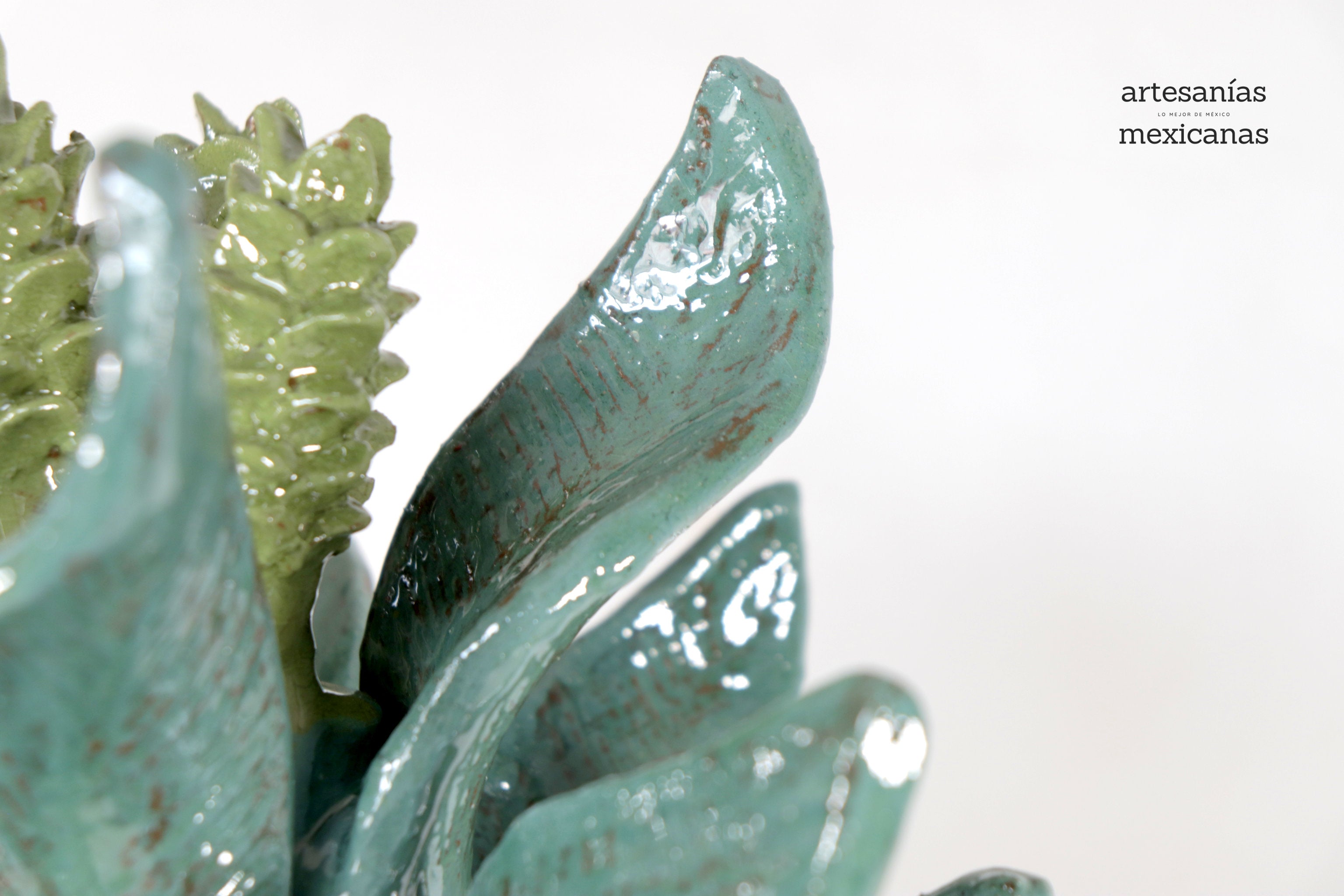 Barrel Cactus Pineapple turquoise with Olive - 18.8 in. - Made to Order Juan Gtz