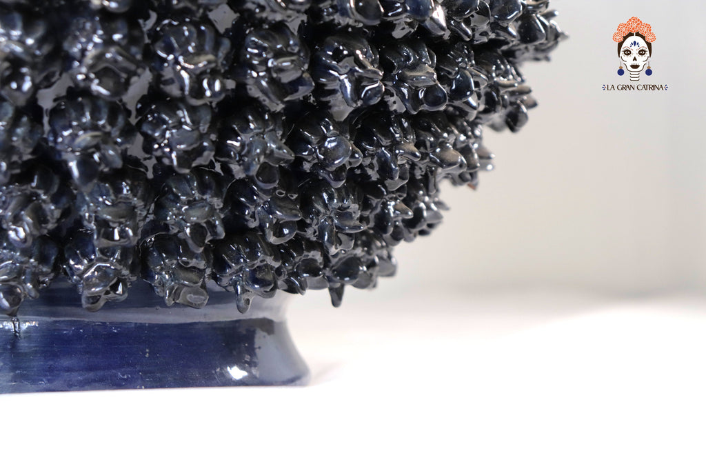 Michoacán Clay Pineapple - Blue Contest with Small Flowers - 27.1 in. Celia SJG