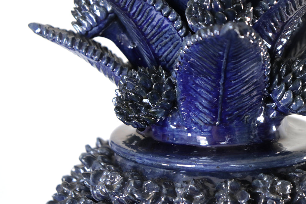 Michoacán Clay Pineapple - Blue Contest with Small Flowers - 27.1 in. Celia SJG