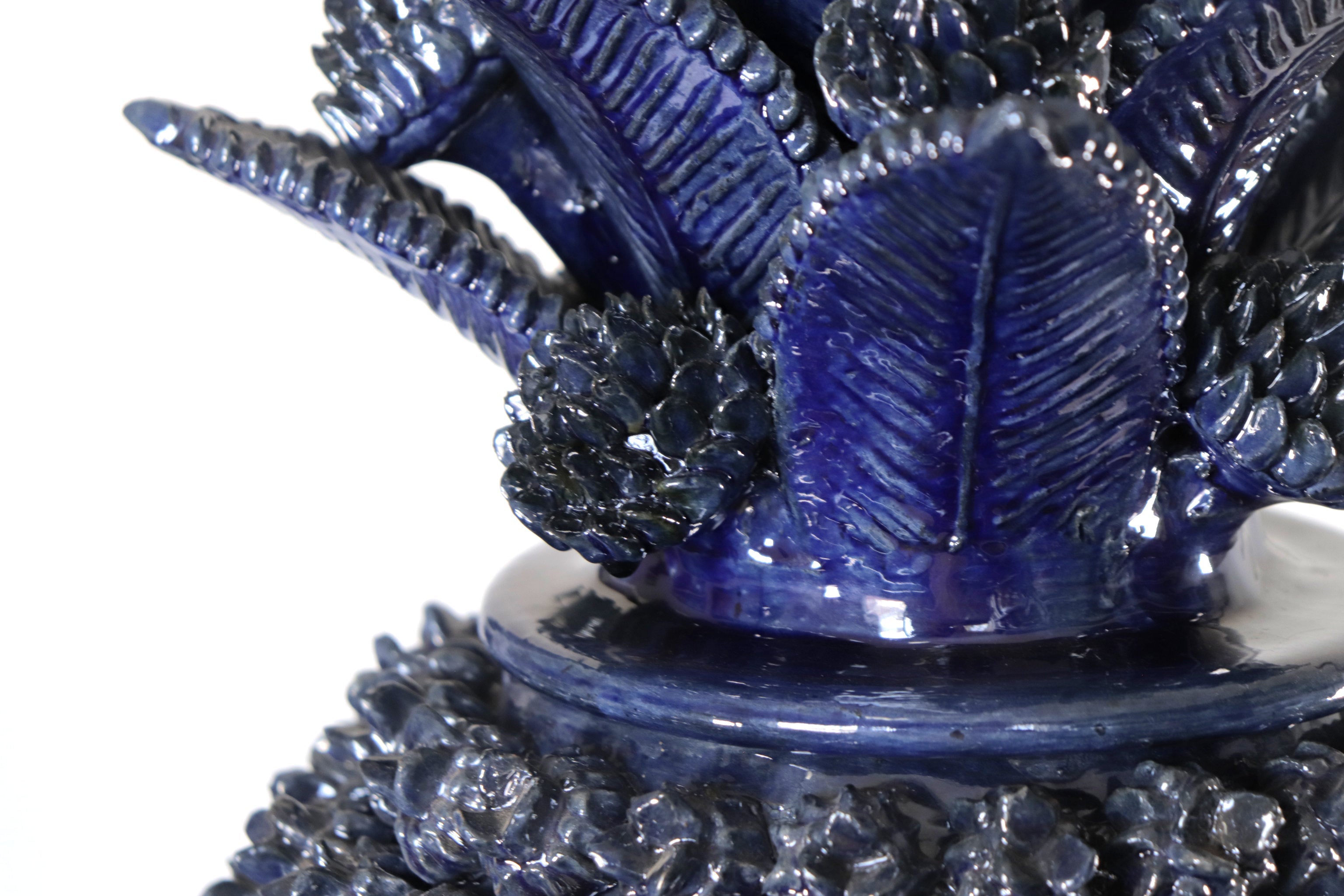 Michoacán Clay Pineapple - Blue Contest with Small Flowers - 27.1 in. Celia SJG