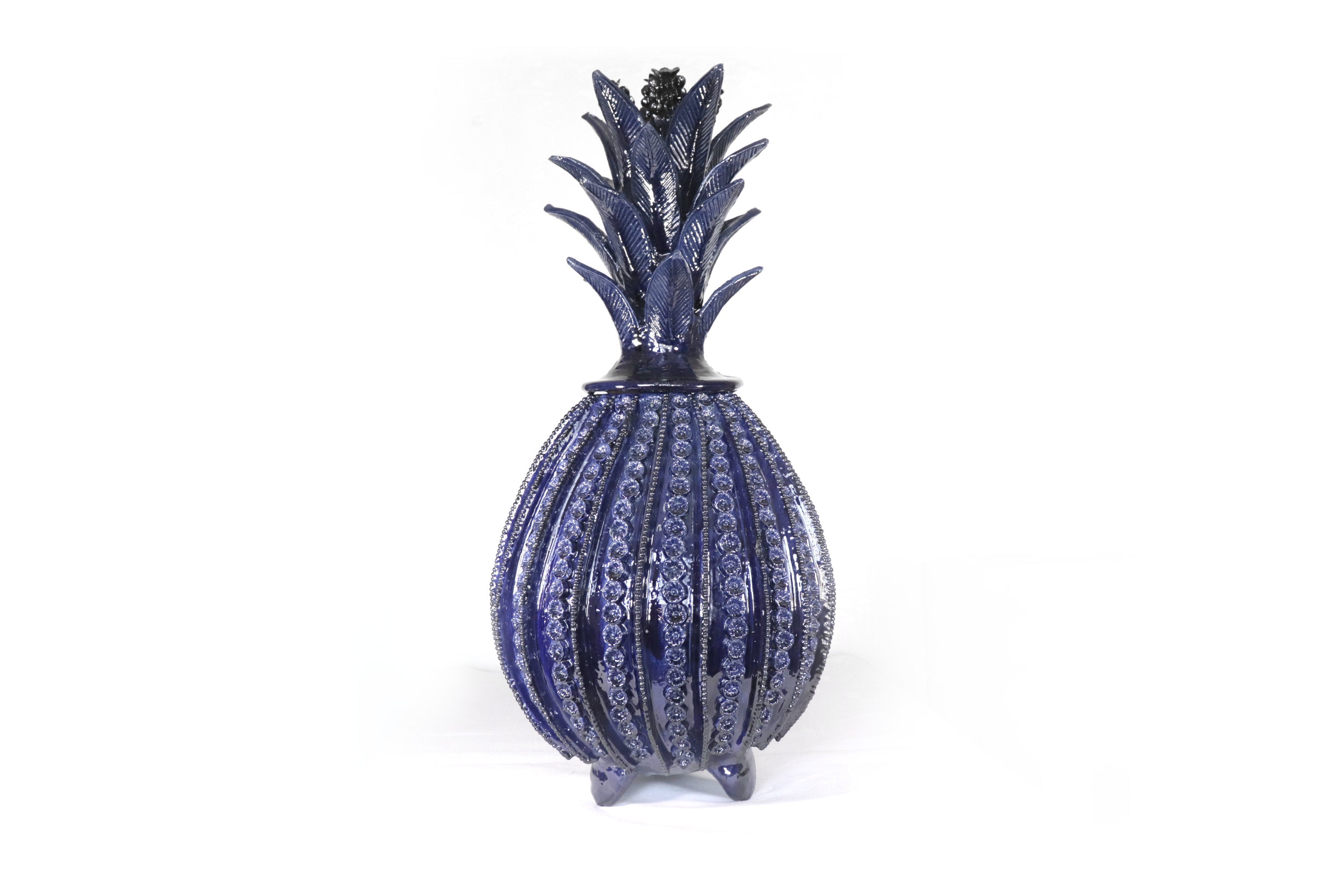Michoacán Clay Pineapple - Blue Barrel Cactus with Flowers - 27.5 in. Celia SJG