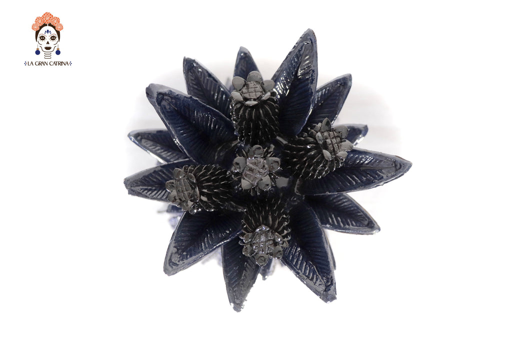 Michoacán Clay Pineapple - Blue Barrel Cactus with Flowers - 27.5 in. Celia SJG