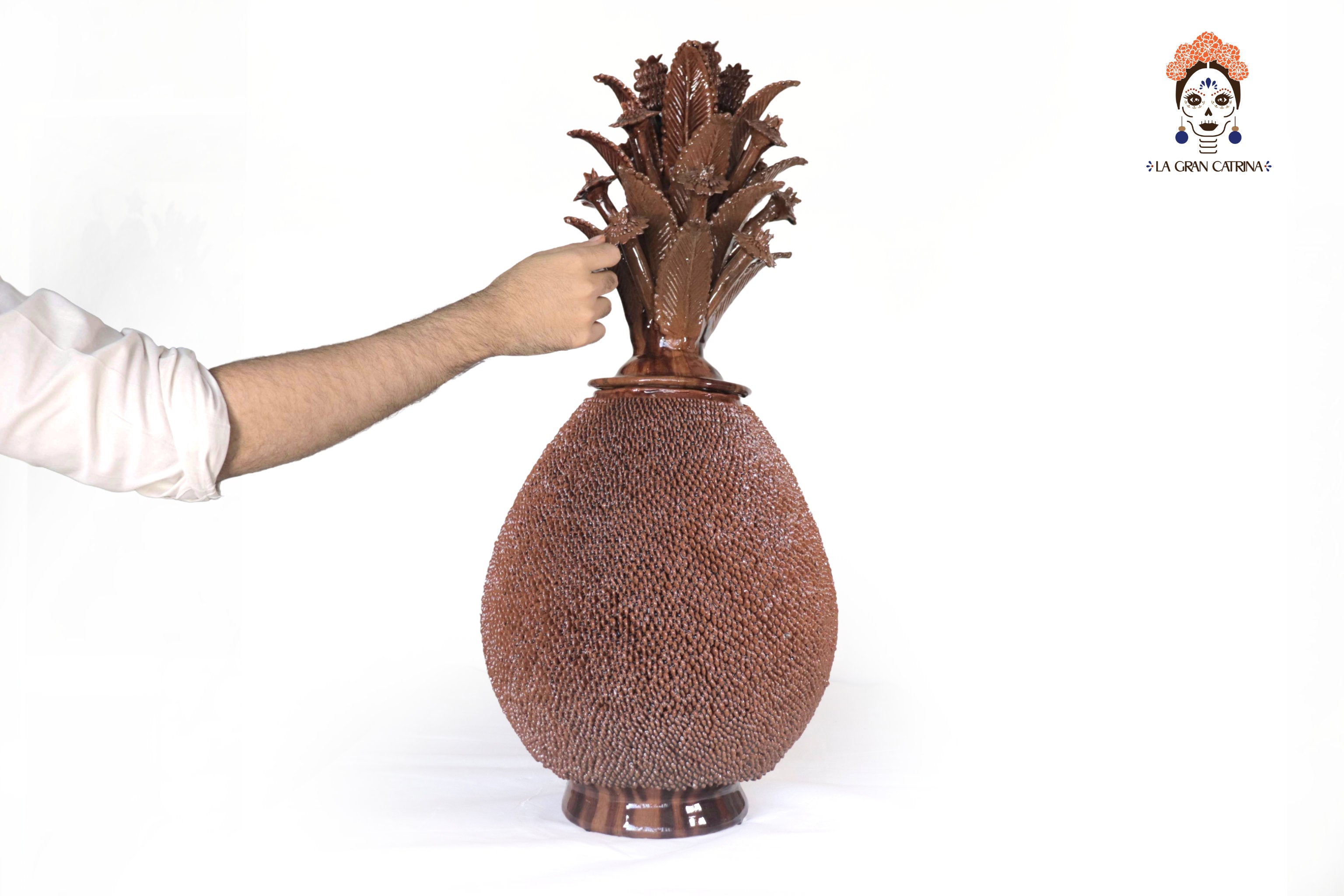 Michoacán Clay Pineapple - Brown of fine dotted - 27.5 in. - Made to Order 3+ Pcs. Celia SJG