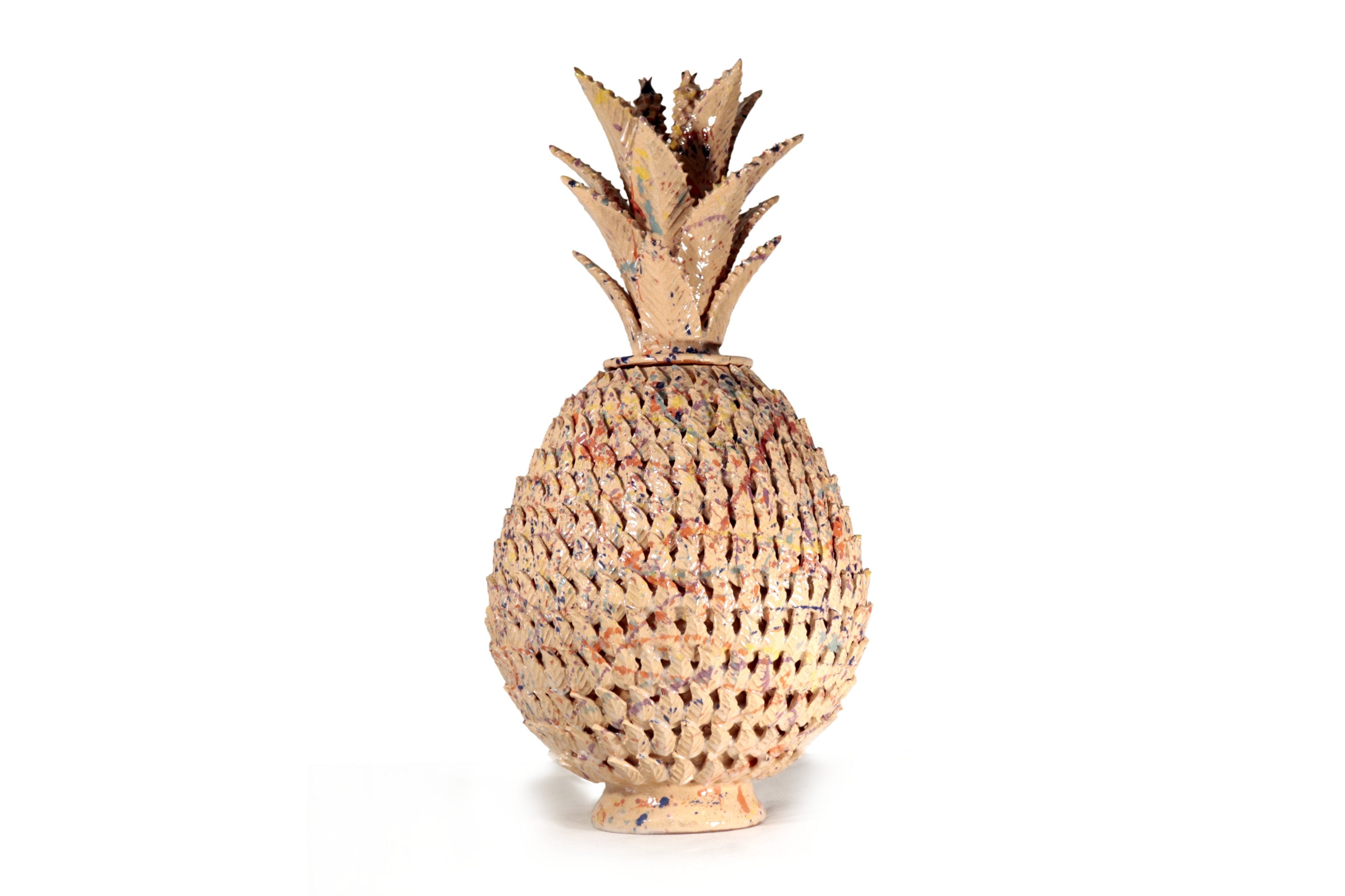 Michoacán Clay Pineapple - 26 in. - -Splashed Juan Gtz