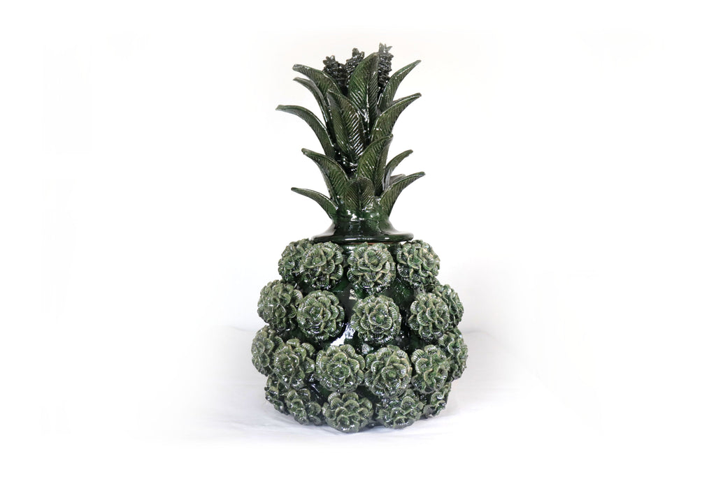 Michoacán Clay Pineapple - Green with Roses - 20.8 in. - Made to Order Celia SJG