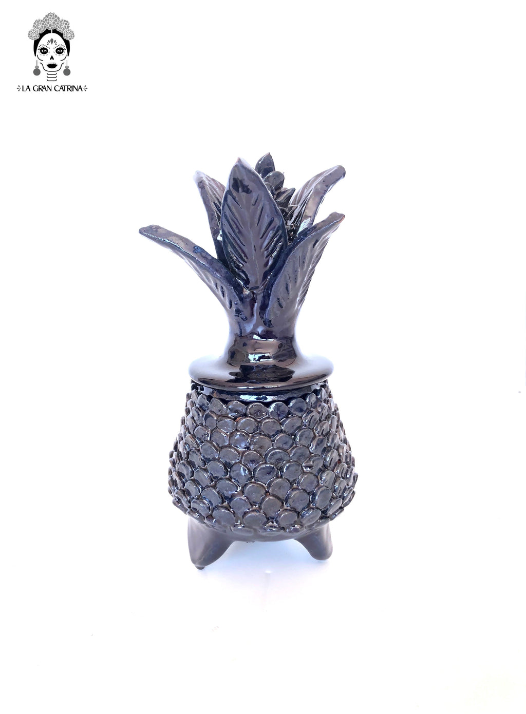 Michoacán Clay Pineapple - Small Dots Blue - 7.7 in. - Made to Order Juan Gtz