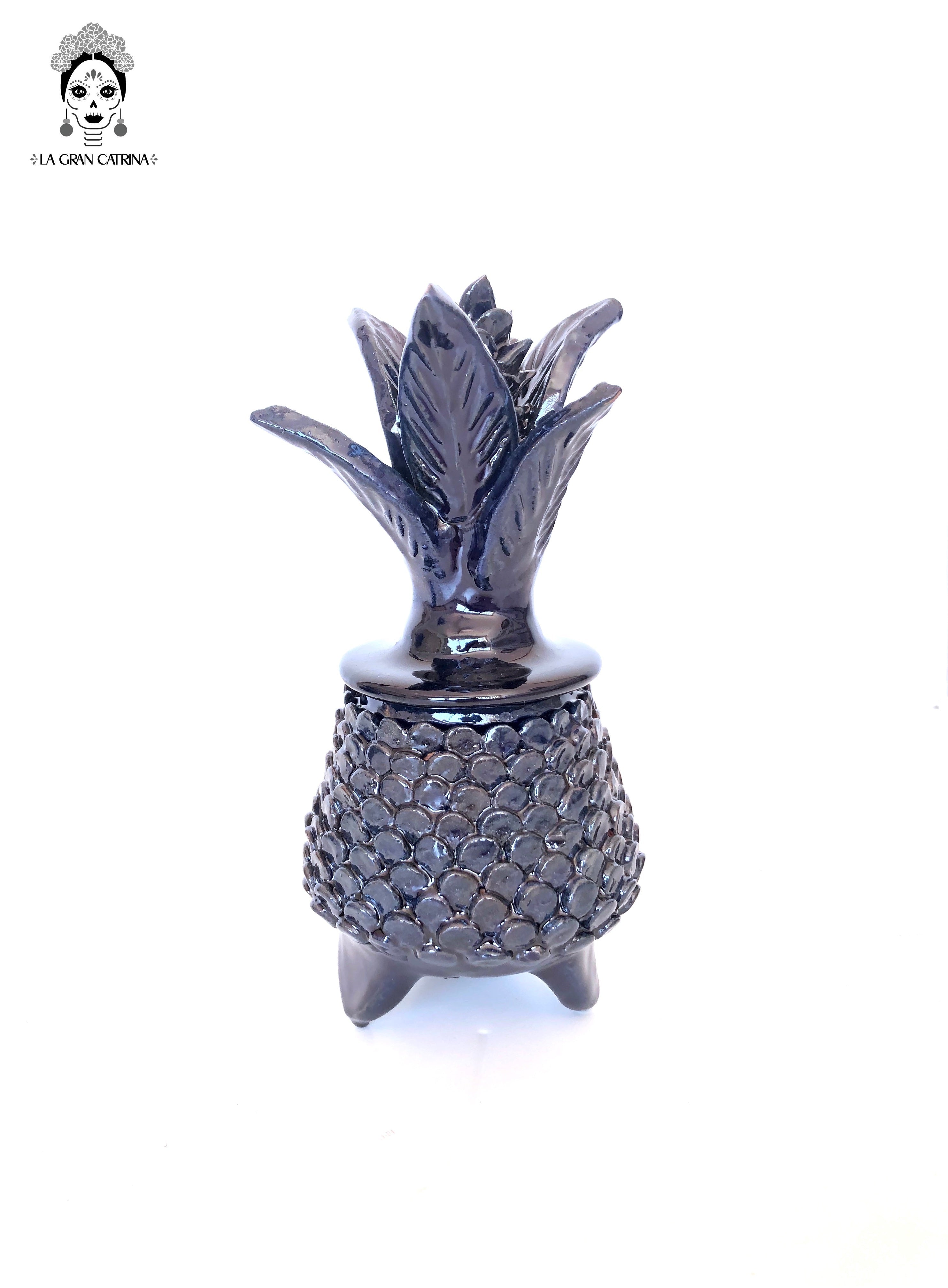 Michoacán Clay Pineapple - Small Dots Blue - 7.7 in. - Made to Order Juan Gtz